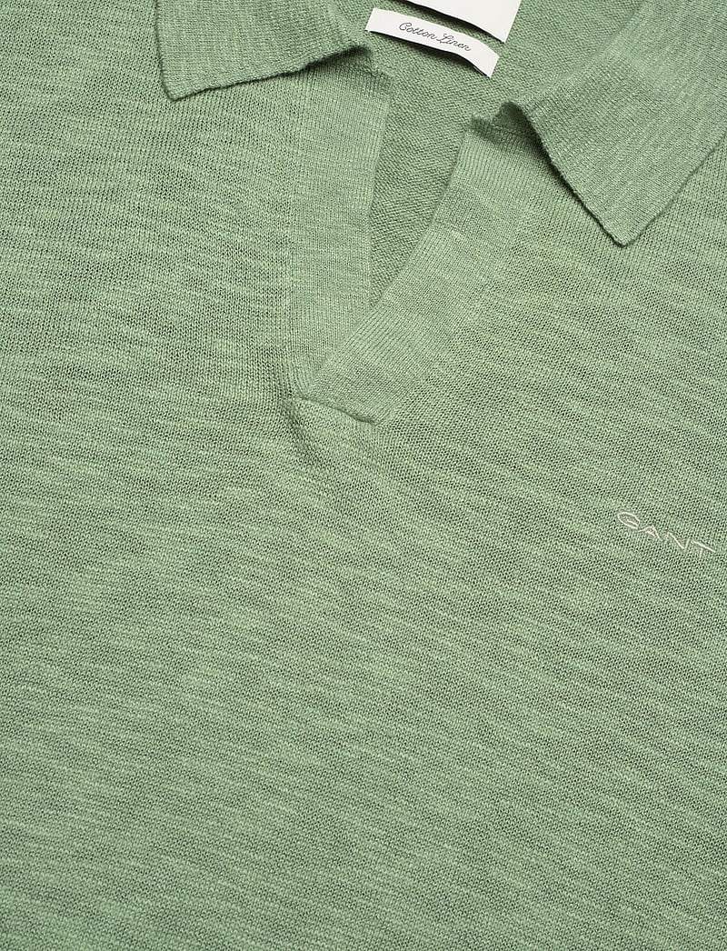 GANT - LINEN BLEND POLO - adīti polo krekli ar garām piedurknēm - kalamata green - 2