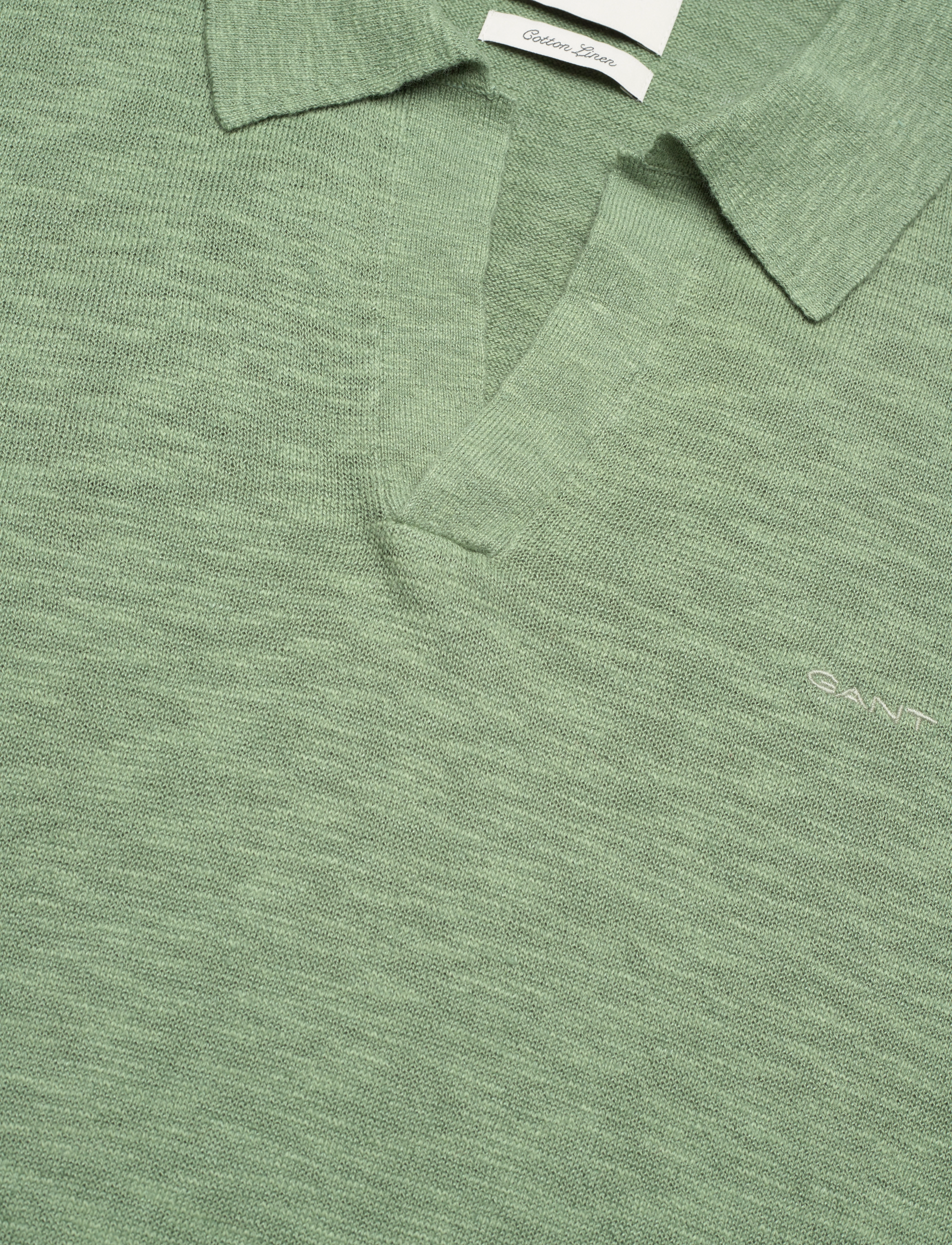 Gant - LINEN BLEND POLO - pikkade varrukatega kootud polosärgid - kalamata green - 2