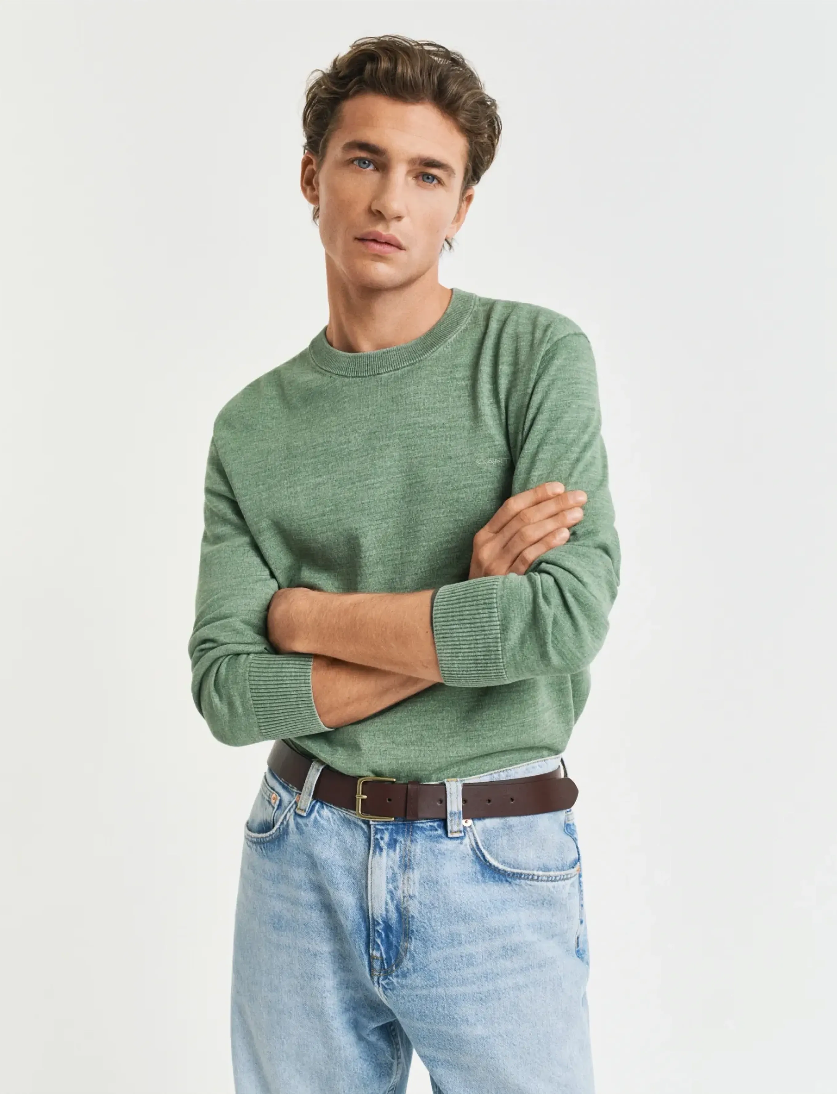 Gant Sunfaded C-Neck, XXL, Knitwear, Grün - Round Necks, Männerswear