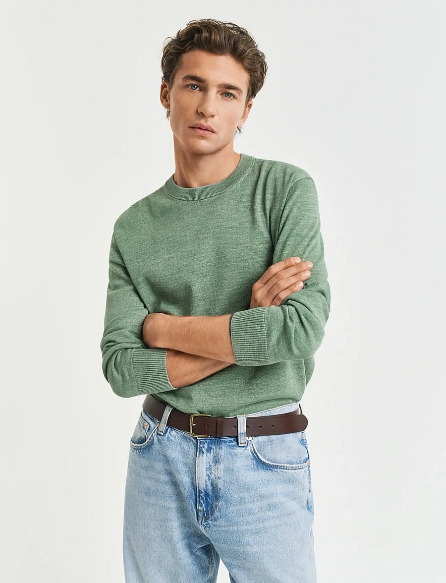 Gant - SUNFADED C-NECK - Ümara kaelusega - kalamata green - 0