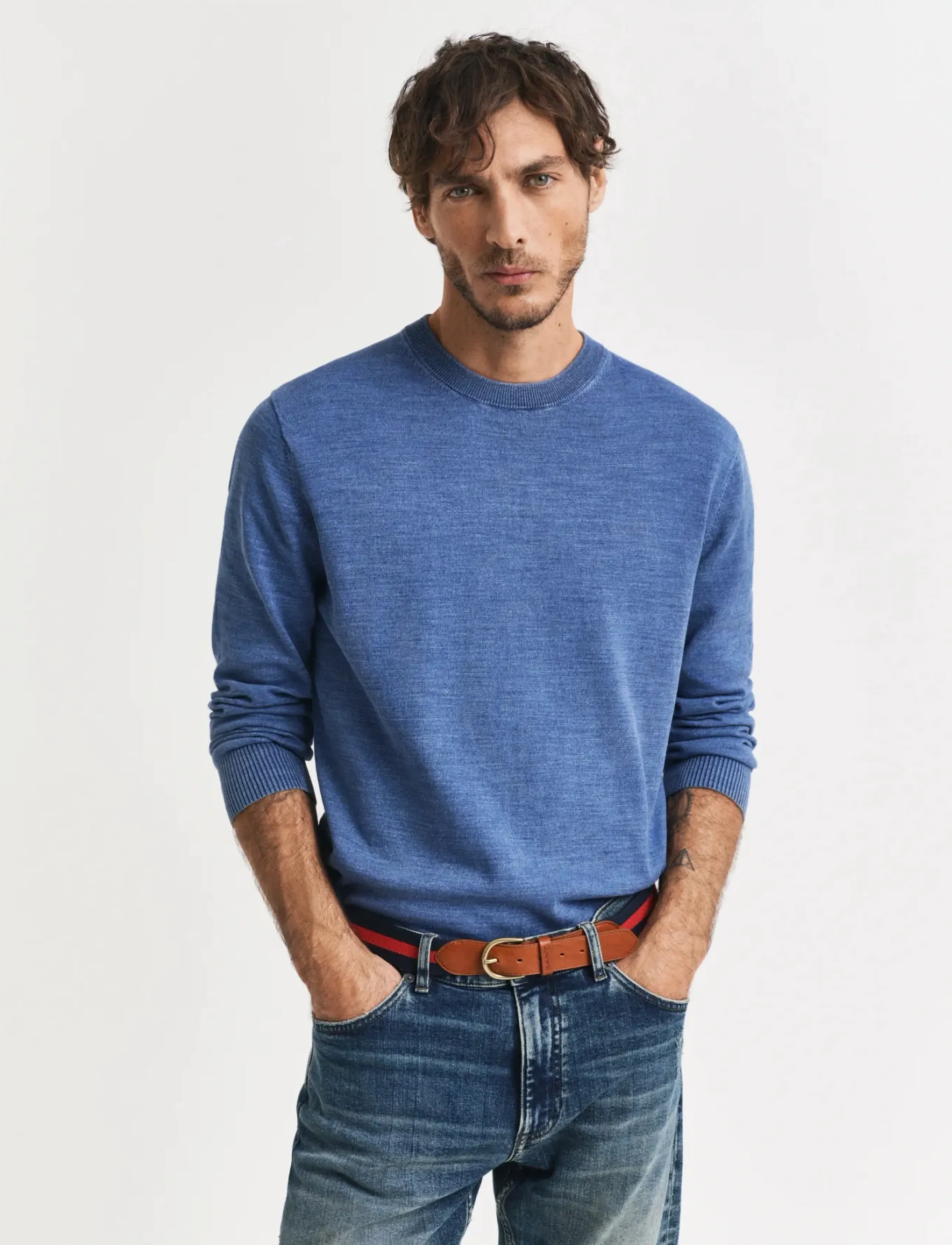 GANT SUNFADED C-NECK - Shoppa efter tillfälle - PERSIAN BLUE / blue