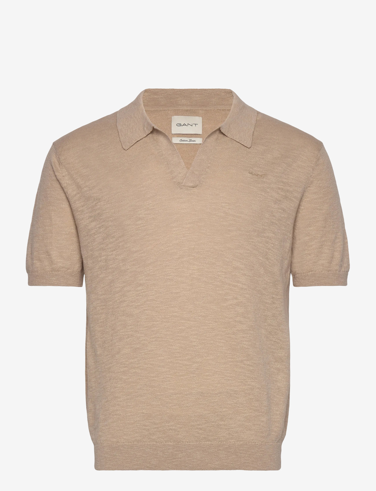 GANT - LINEN BLEND SS POLO - kortärmade pikéer - dry sand - 1