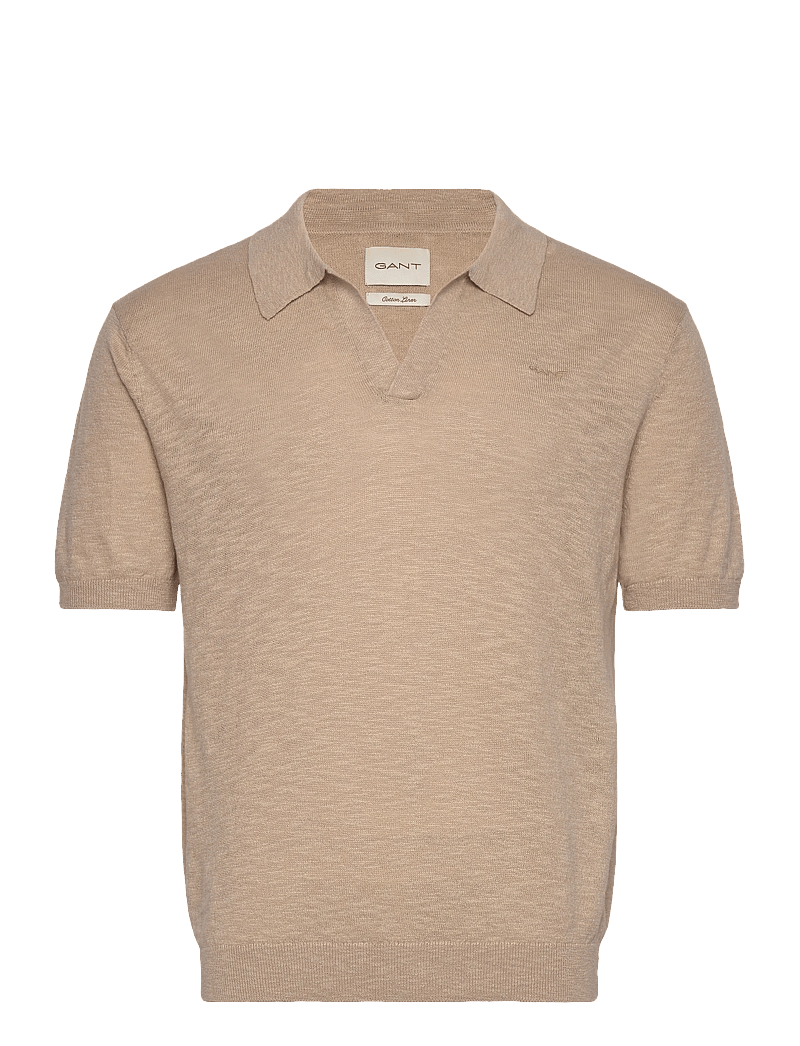 GANT - LINEN BLEND SS POLO - kortärmade pikéer - dry sand - 1