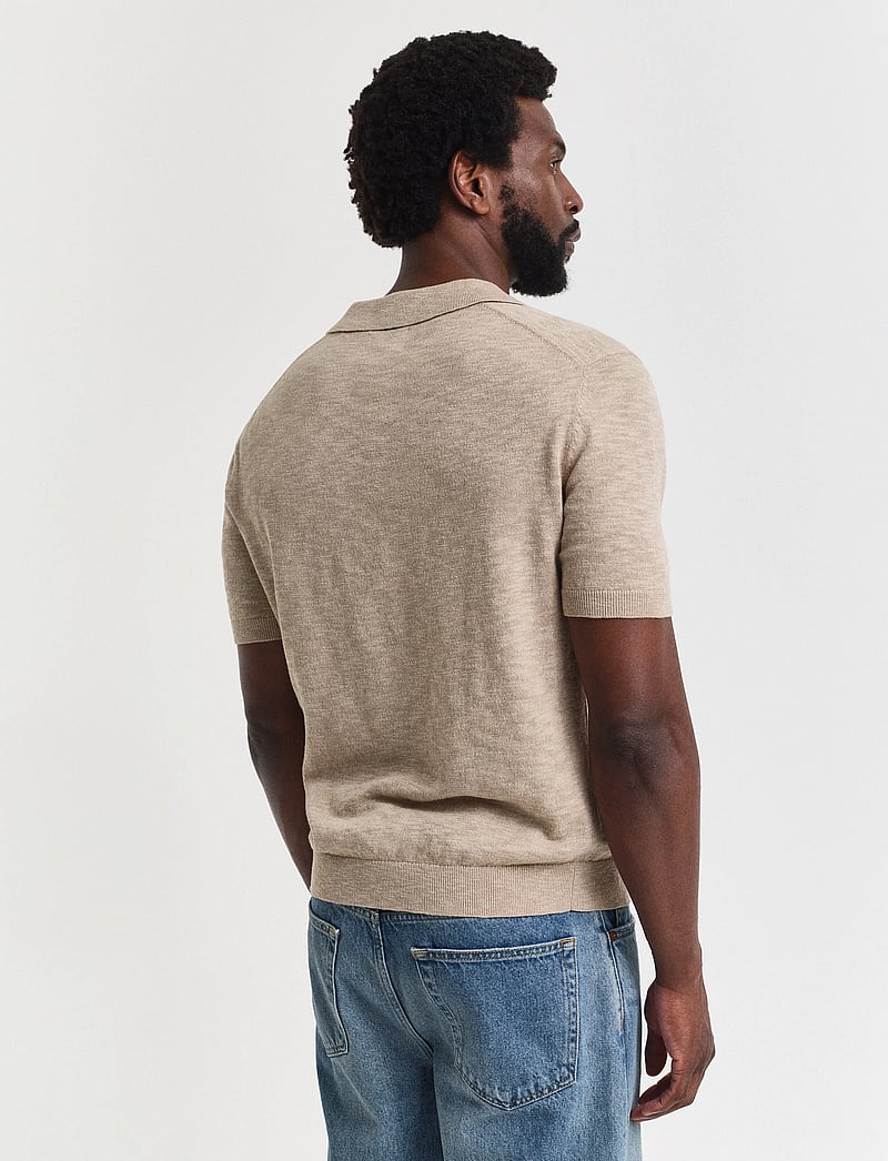 GANT - LINEN BLEND SS POLO - kortärmade pikéer - dry sand - 3