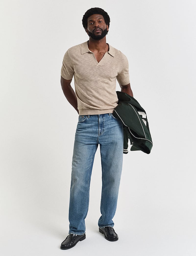 GANT - LINEN BLEND SS POLO - kortärmade pikéer - dry sand - 5