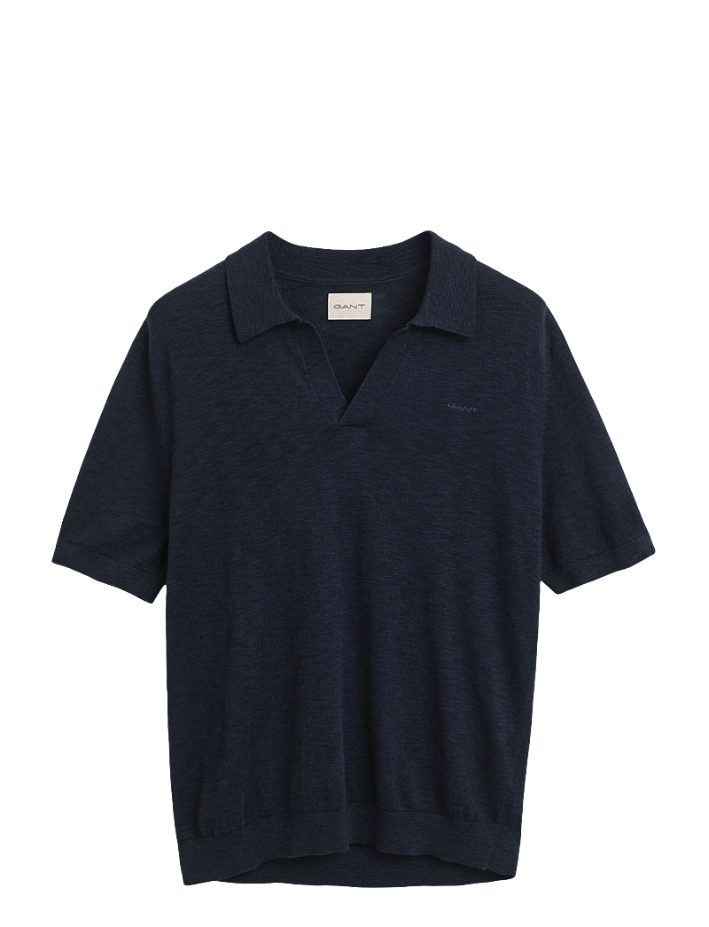 GANT - LINEN BLEND SS POLO - short-sleeved polos - evening blue - 1