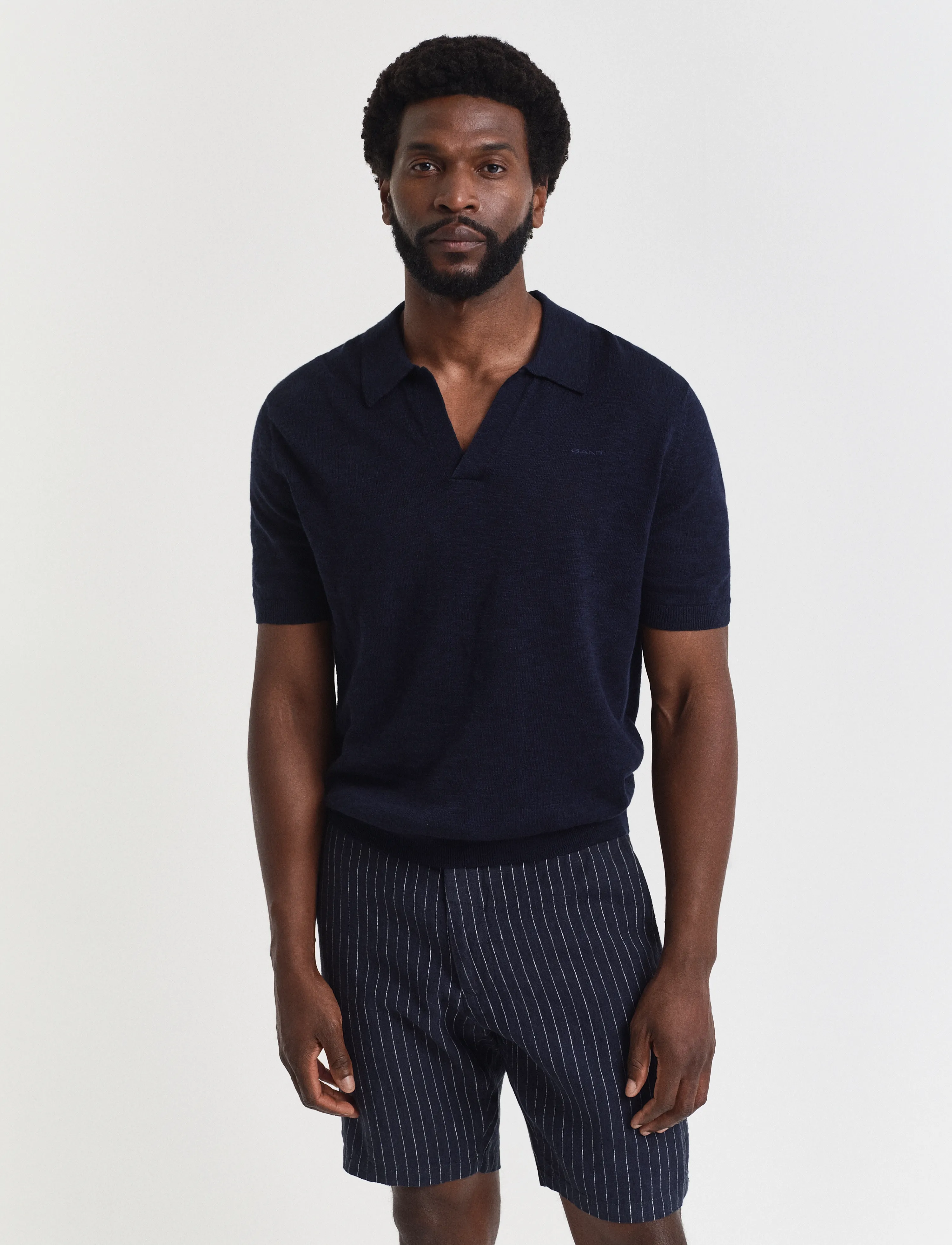Gant LINEN BLEND SS POLO - Kleidung - EVENING BLUE / navy