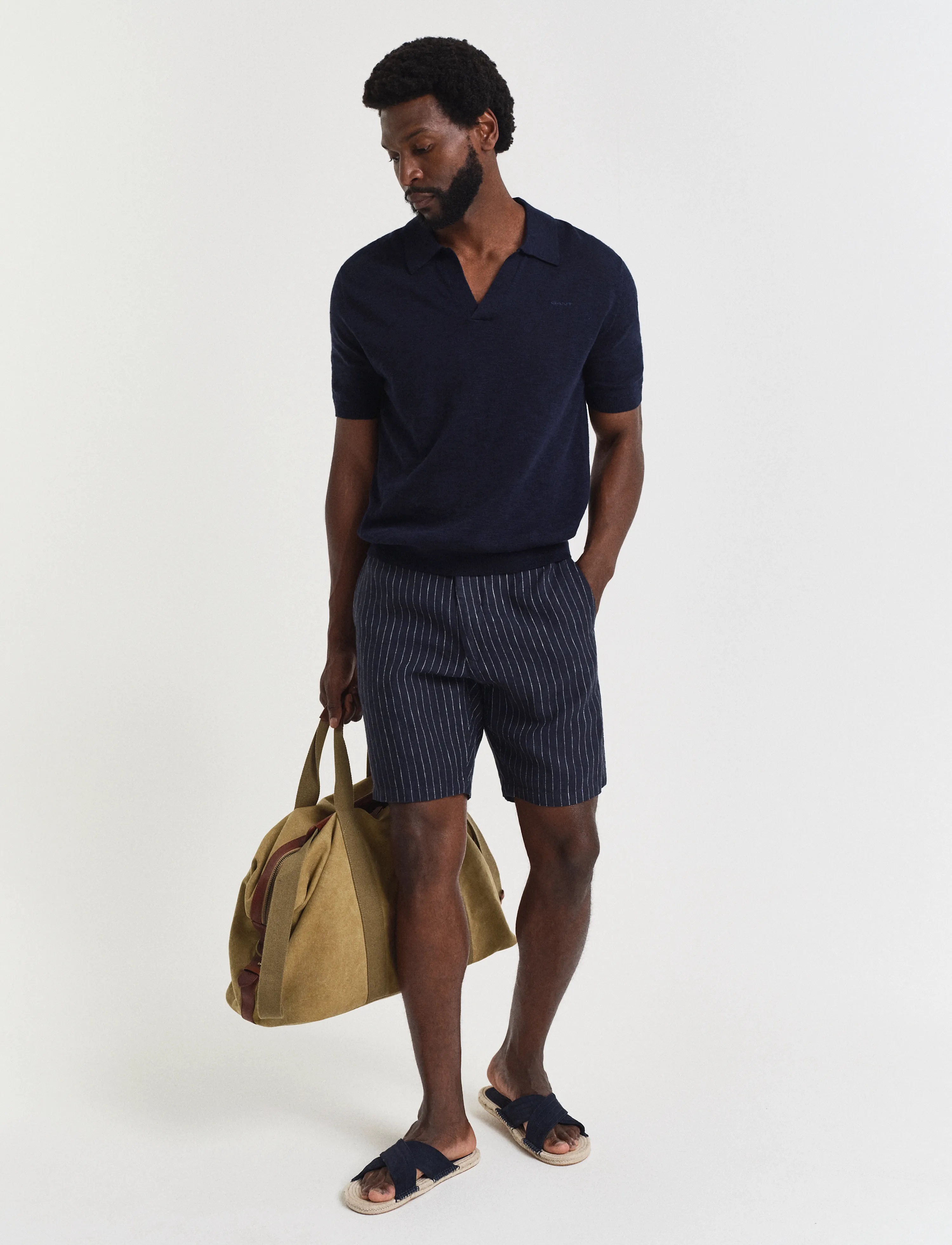 Gant - LINEN BLEND SS POLO - kurzärmelig - evening blue - 3