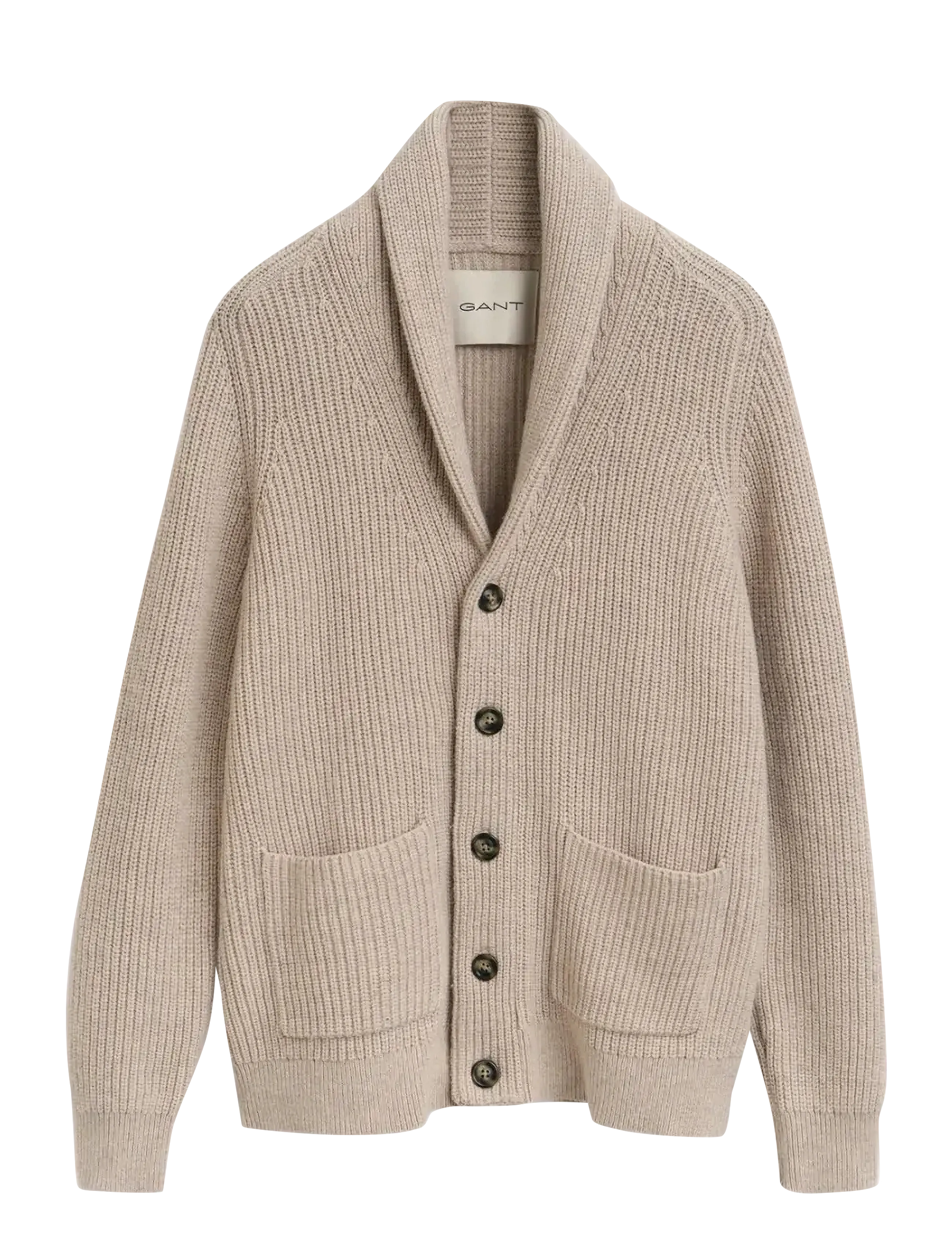 Gant - WOOL BLEND SHAWL COLLAR CARDIGAN - nach anlass kaufen - light beige melange - 1