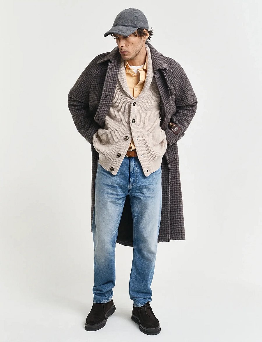 Gant - WOOL BLEND SHAWL COLLAR CARDIGAN - nach anlass kaufen - light beige melange - 4