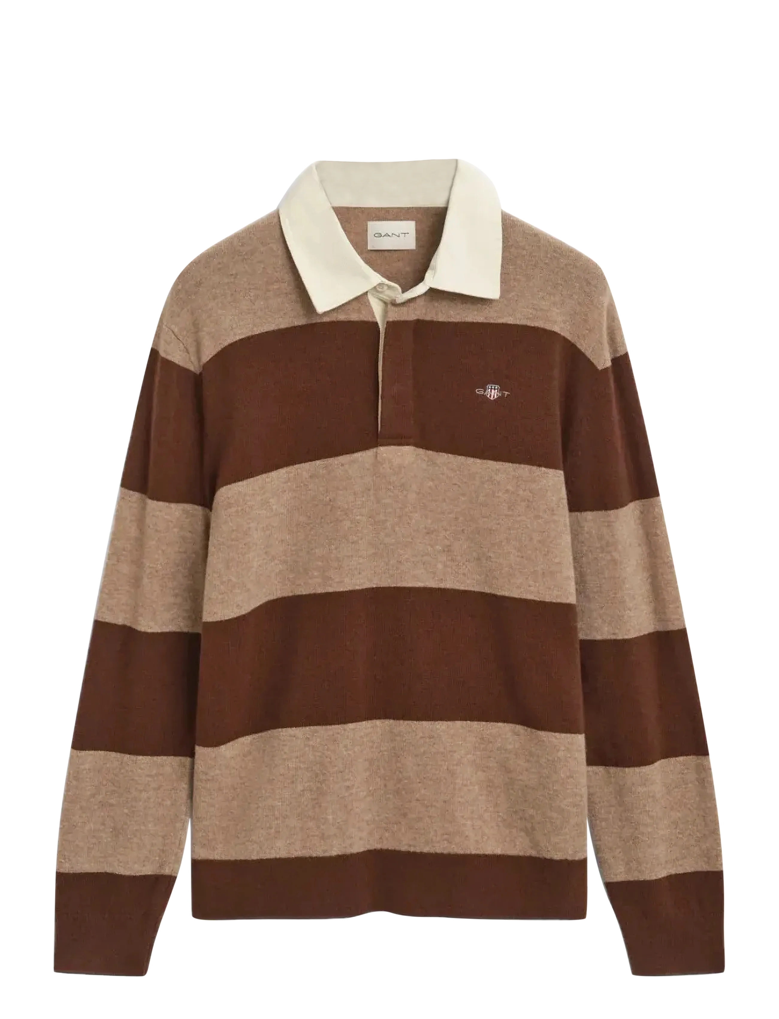 Gant EXTRAFINE LAMBSWOOL STRIPED POLO - Poloer - DK. SAND MELANGE / brown