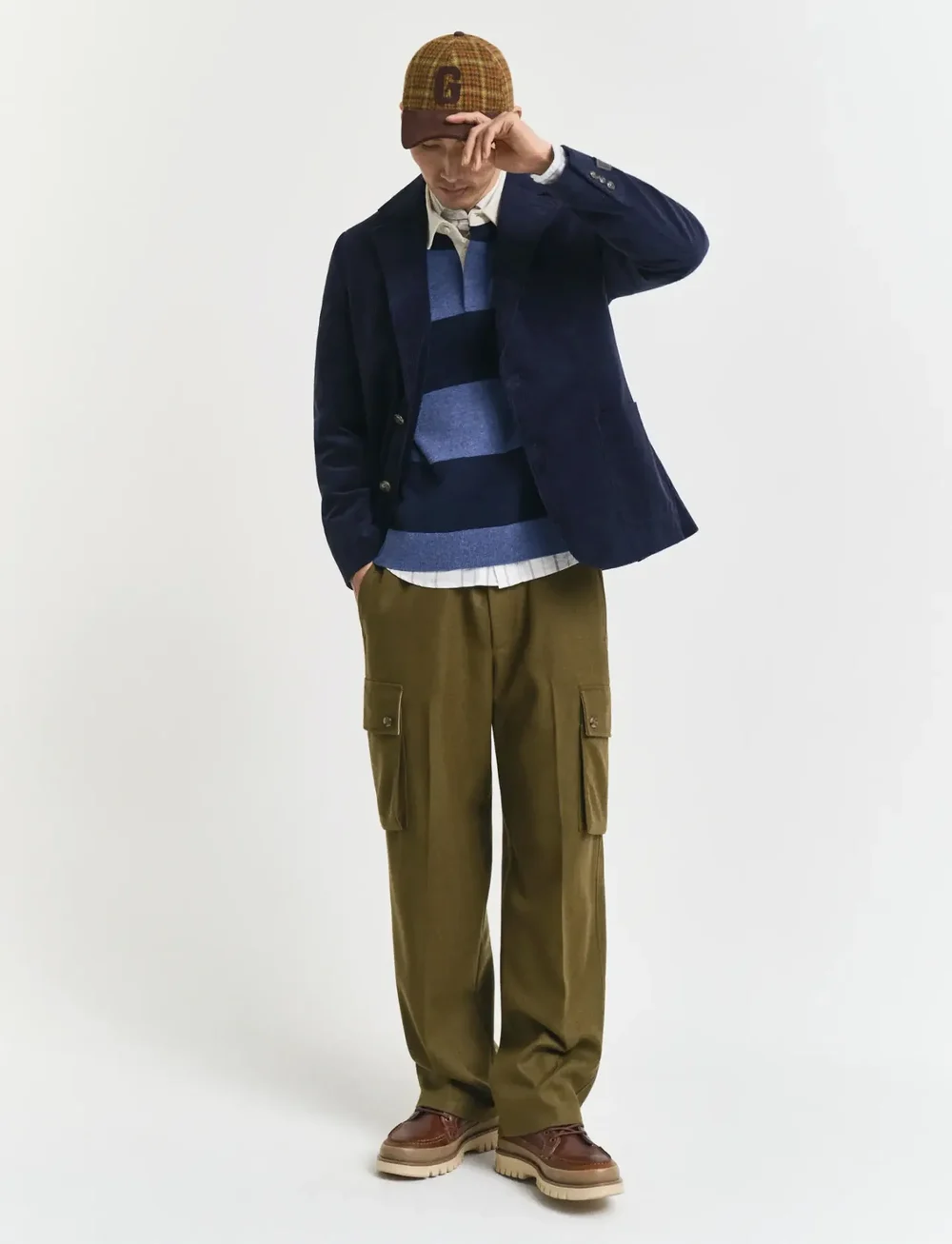 GANT - EXTRAFINE LAMBSWOOL STRIPED POLO - langærmede poloer - marine - 4