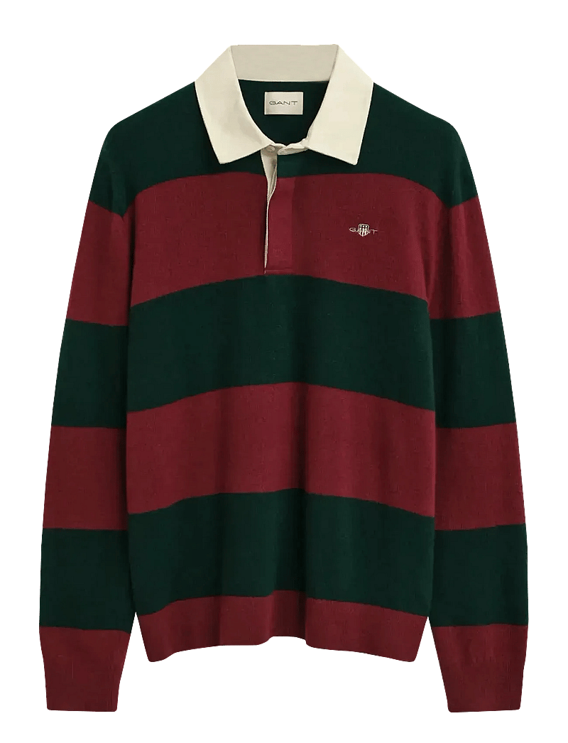 GANT - EXTRAFINE LAMBSWOOL STRIPED POLO - långärmade pikéer - tartan green - 1