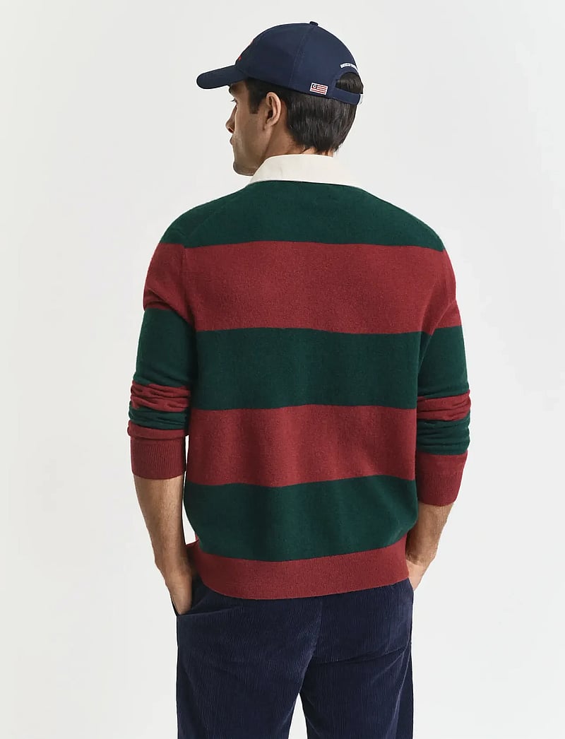 GANT - EXTRAFINE LAMBSWOOL STRIPED POLO - långärmade pikéer - tartan green - 2