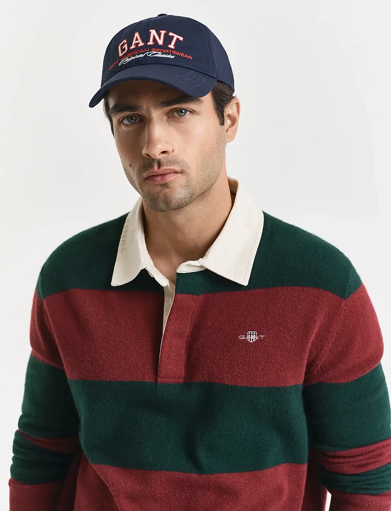 GANT - EXTRAFINE LAMBSWOOL STRIPED POLO - långärmade pikéer - tartan green - 3