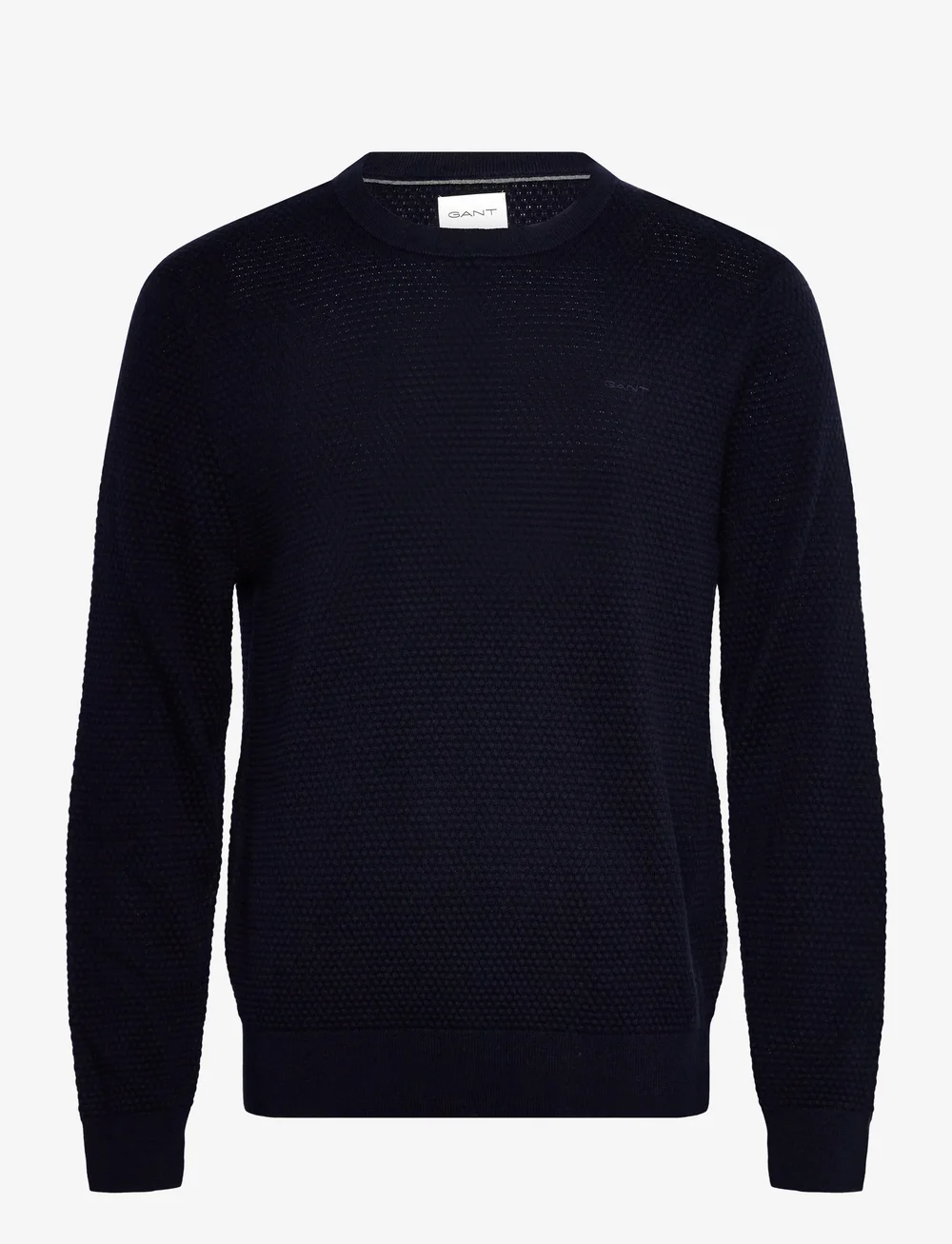 GANT - TEXTURED COTTON MERINO C-NECK - rund hals - evening blue - 0