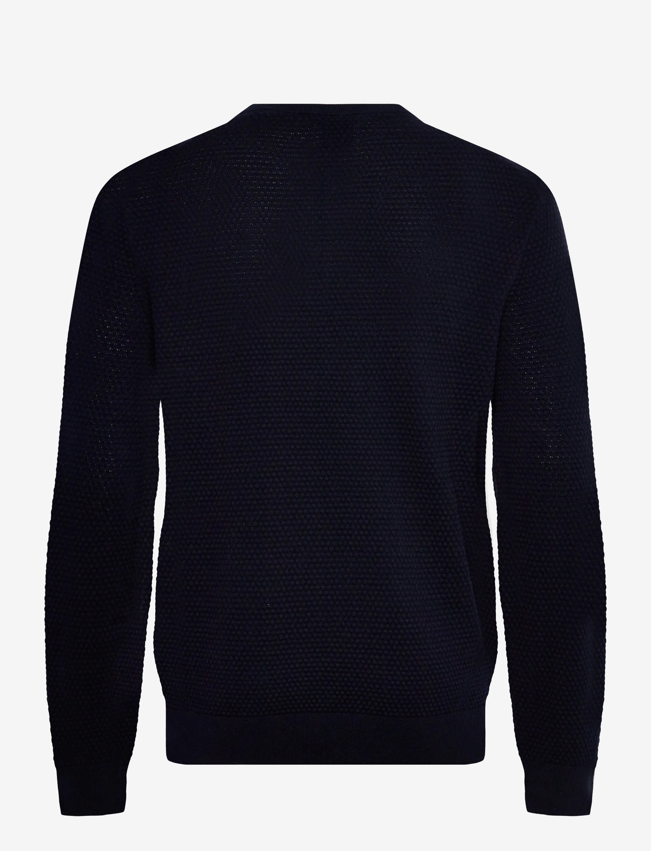 GANT - TEXTURED COTTON MERINO C-NECK - knitted round necks - evening blue - 1