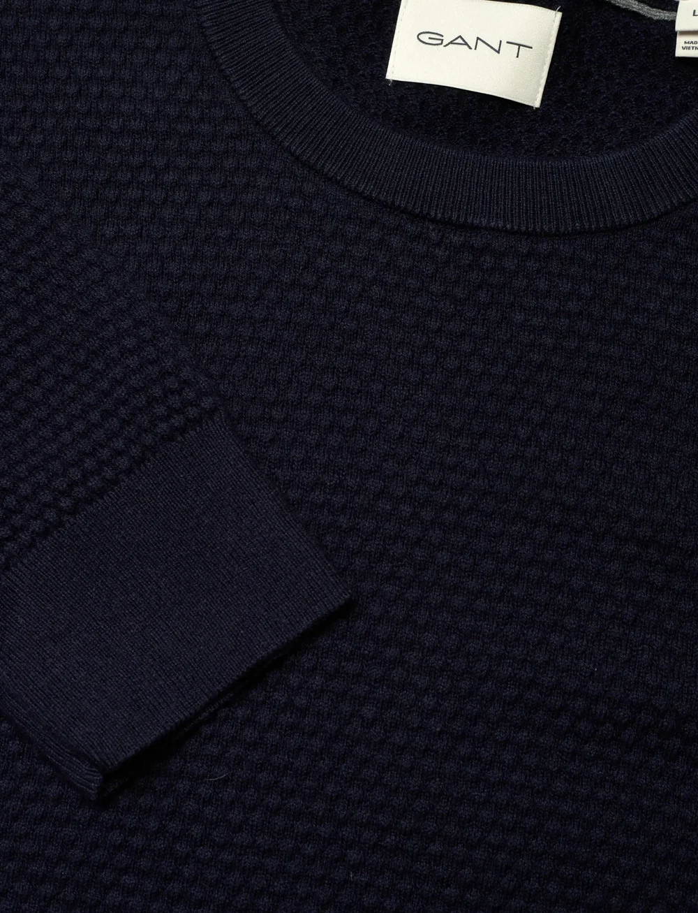 GANT - TEXTURED COTTON MERINO C-NECK - rund hals - evening blue - 2
