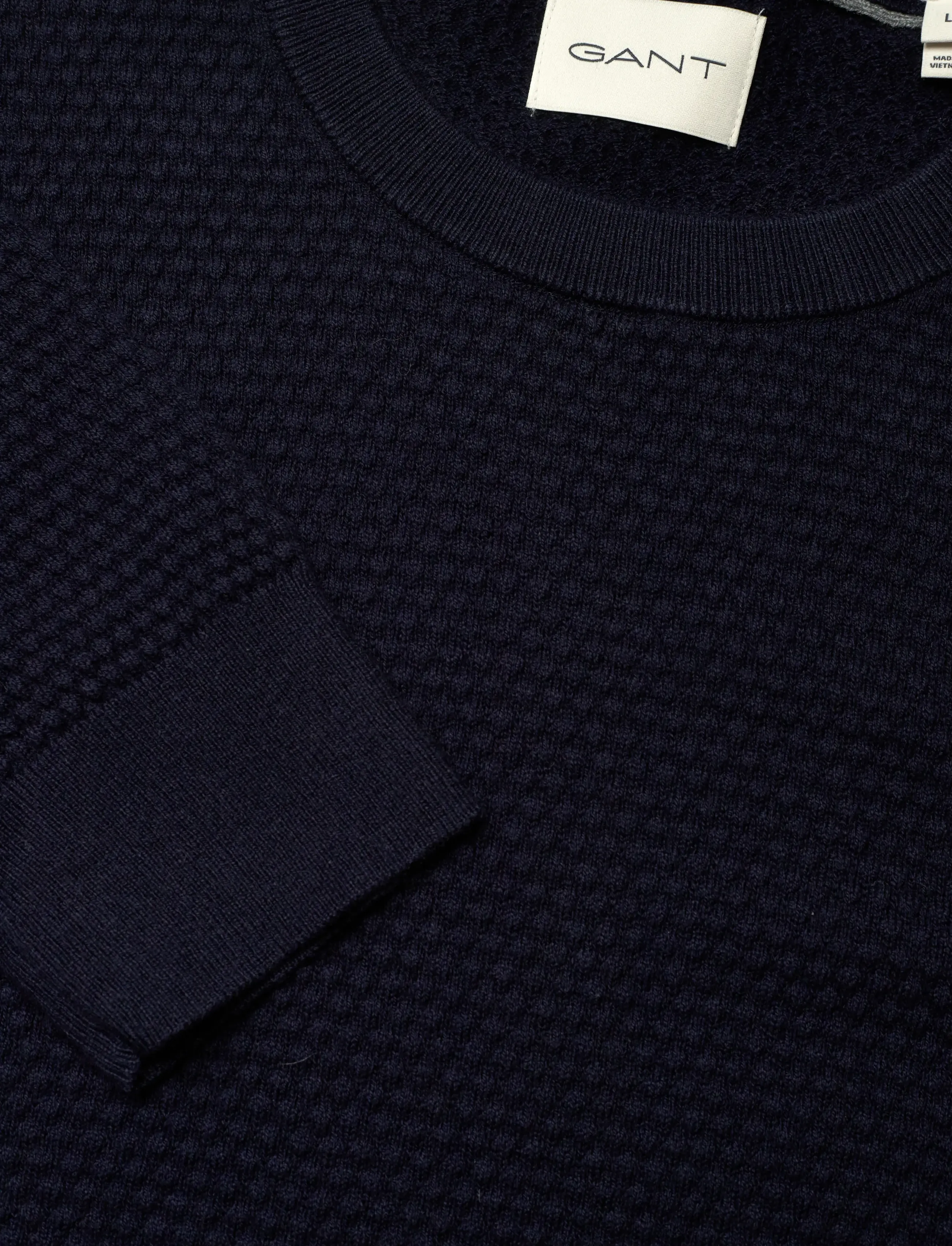 GANT - TEXTURED COTTON MERINO C-NECK - evening blue - 2