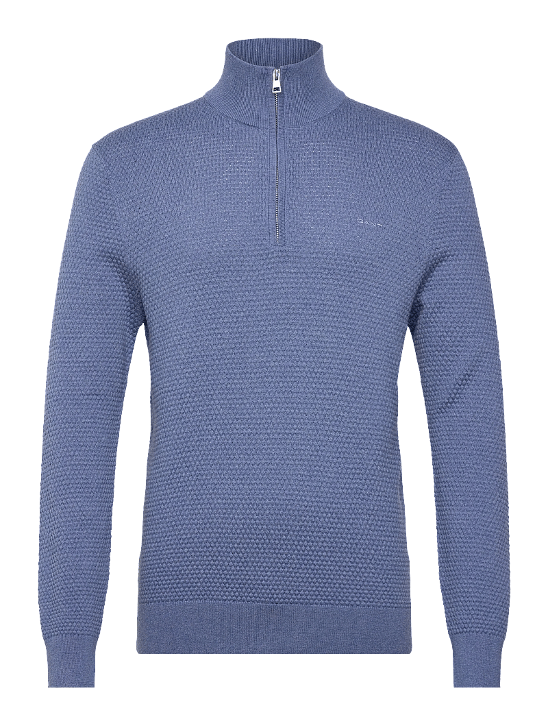 GANT - TEXTURED COTTON MERINO HALF ZIP - pullover mit halbem reißverschluss - denim blue melange - 0