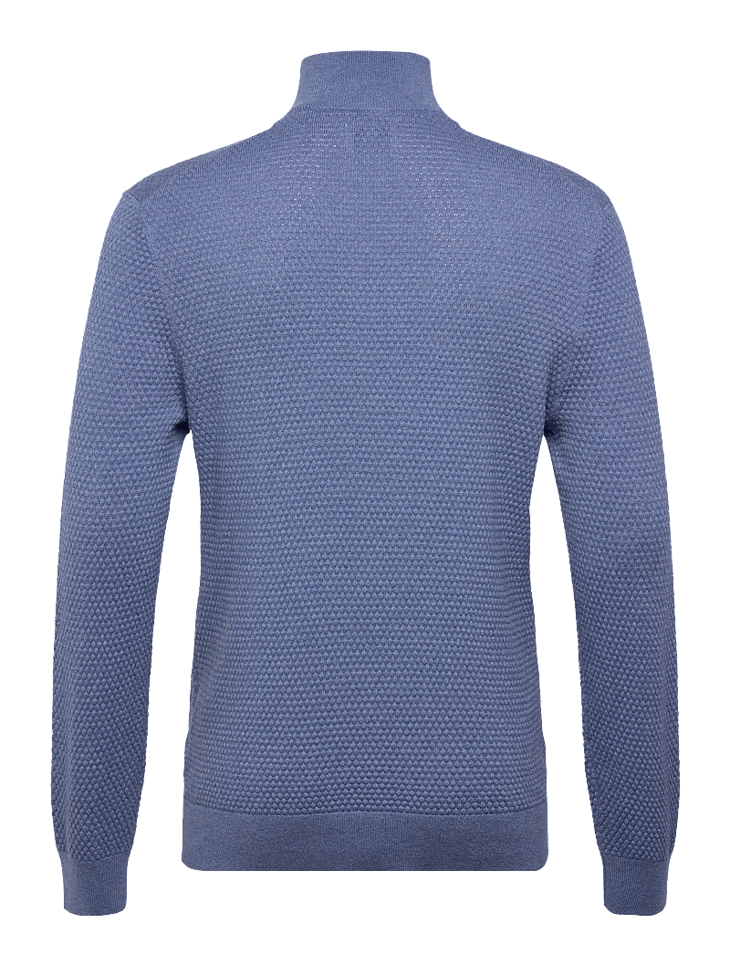 GANT - TEXTURED COTTON MERINO HALF ZIP - pullover mit halbem reißverschluss - denim blue melange - 1