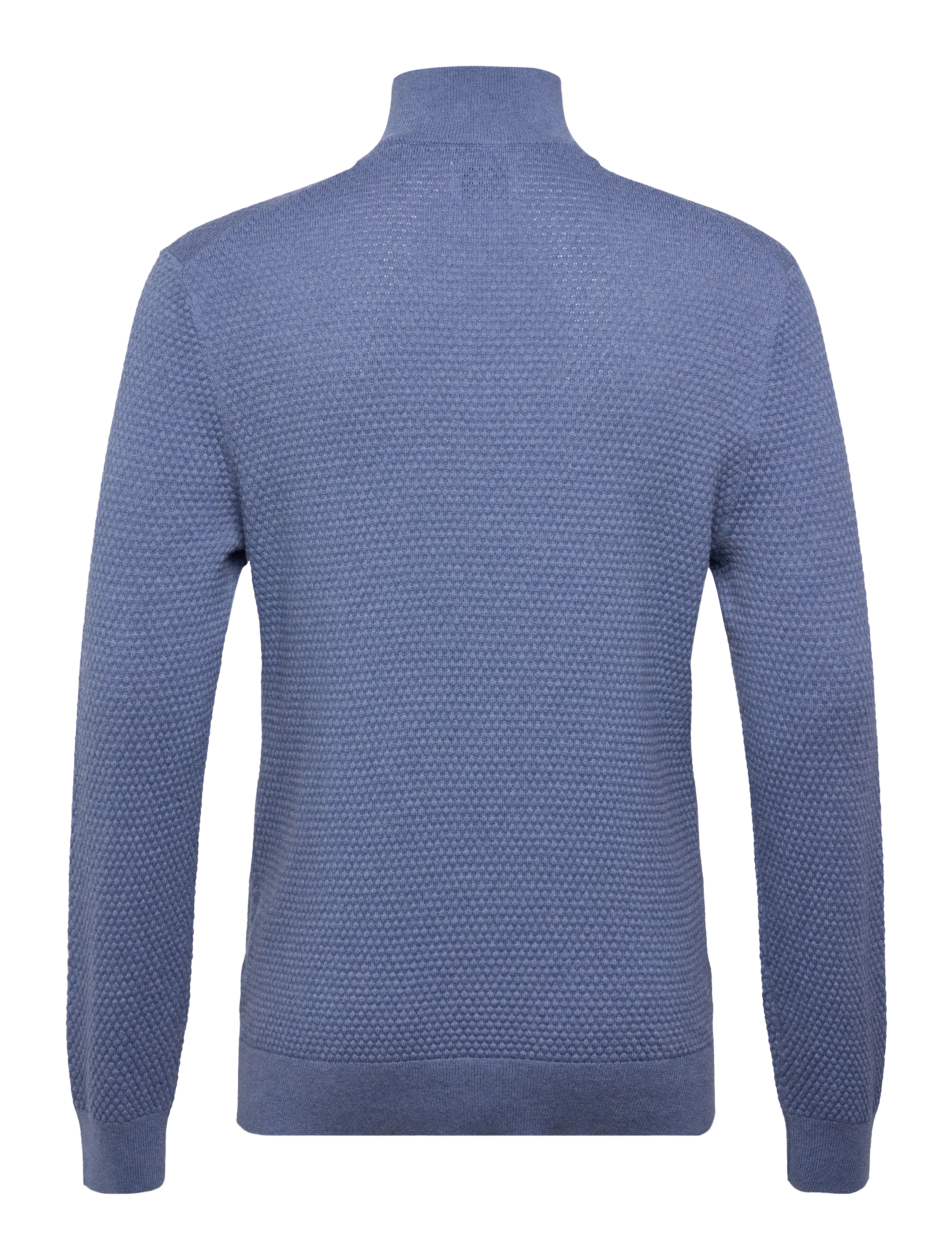 Gant - TEXTURED COTTON MERINO HALF ZIP - denim blue melange - 1