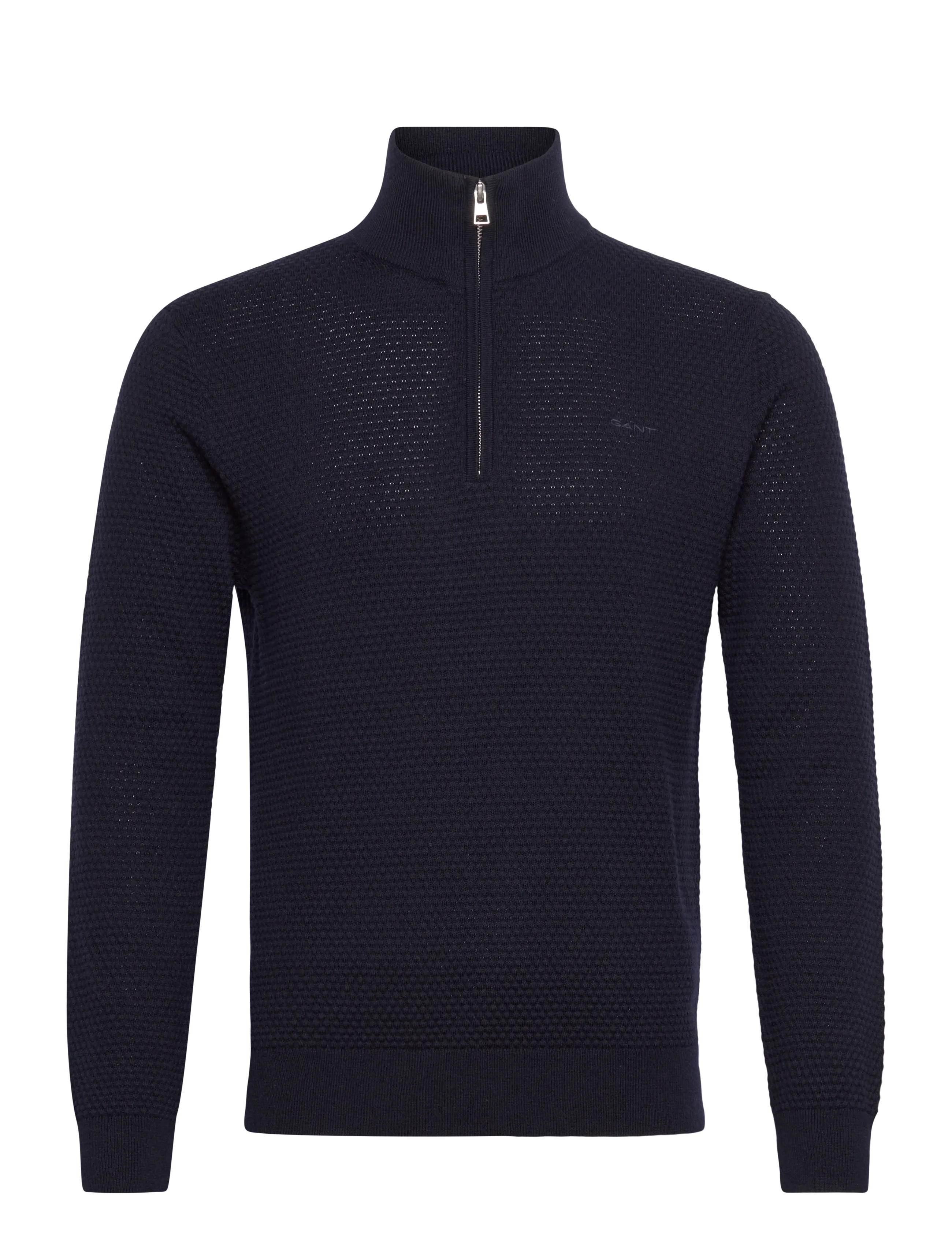 GANT TEXTURED COTTON MERINO HALF ZIP - Preppy - EVENING BLUE / navy