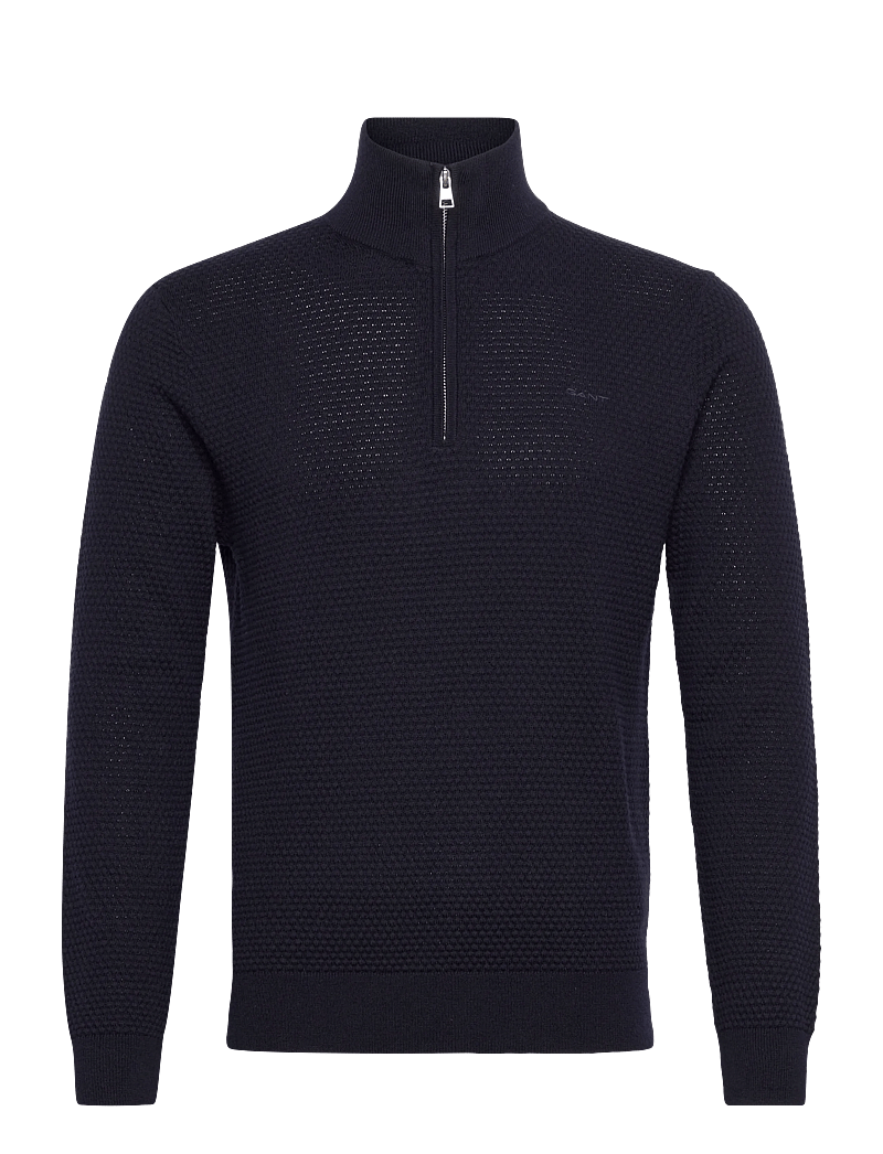 GANT - TEXTURED COTTON MERINO HALF ZIP - pullover mit halbem reißverschluss - evening blue - 0
