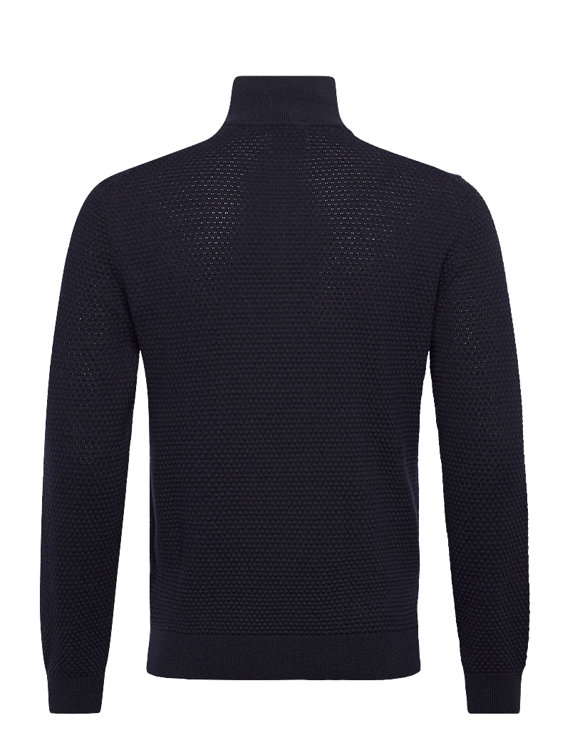 GANT - TEXTURED COTTON MERINO HALF ZIP - pullover mit halbem reißverschluss - evening blue - 1