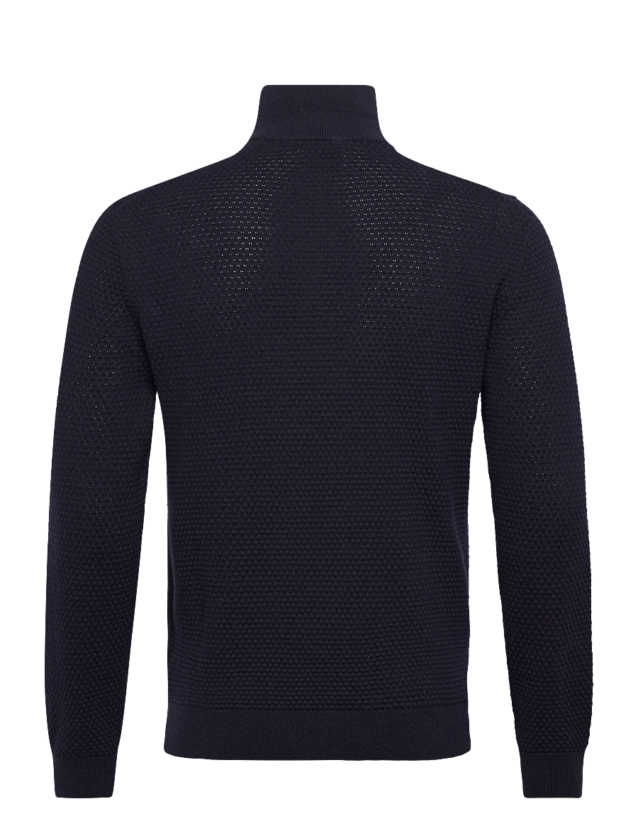 Gant - TEXTURED COTTON MERINO HALF ZIP - evening blue - 1