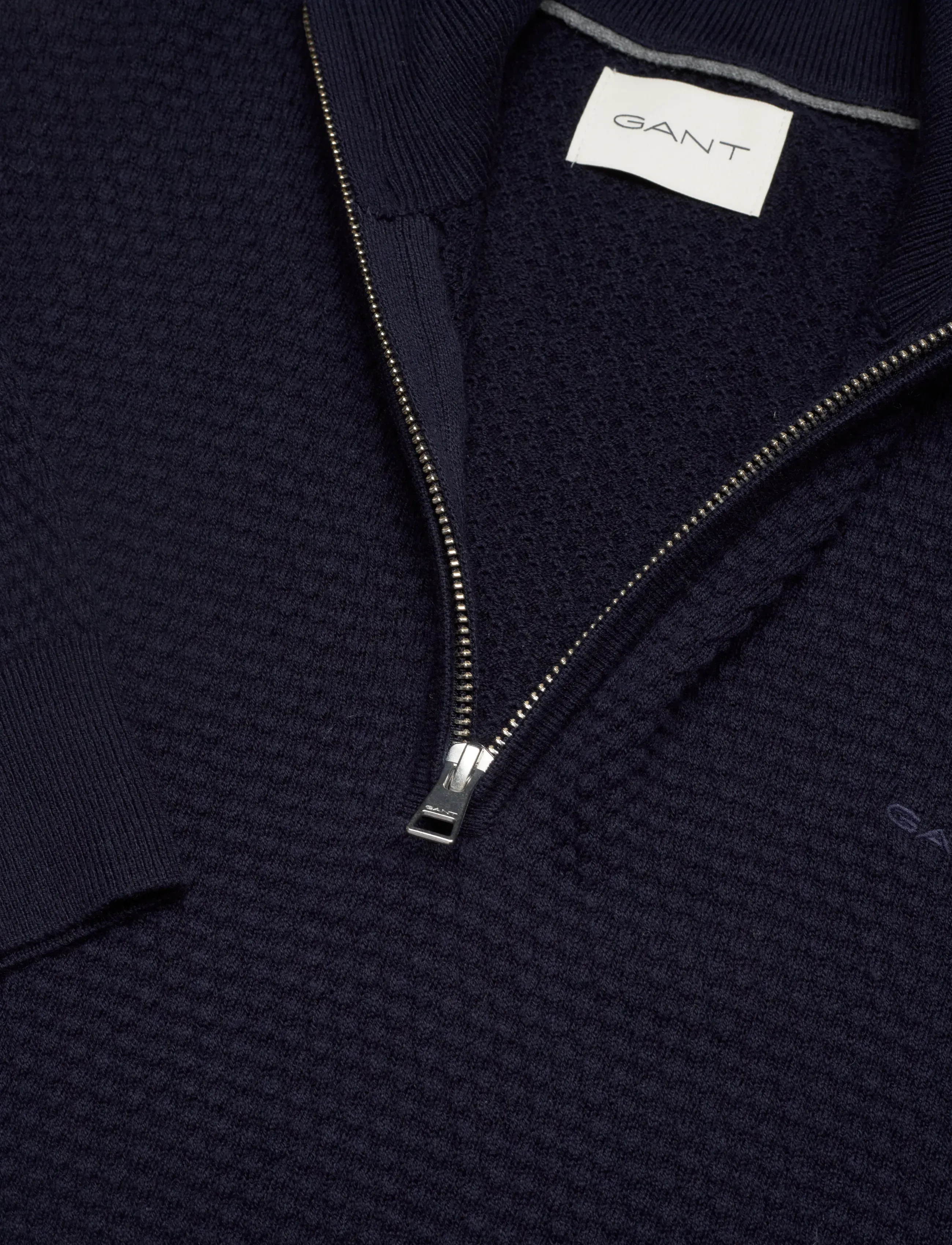 Gant - TEXTURED COTTON MERINO HALF ZIP - evening blue - 2