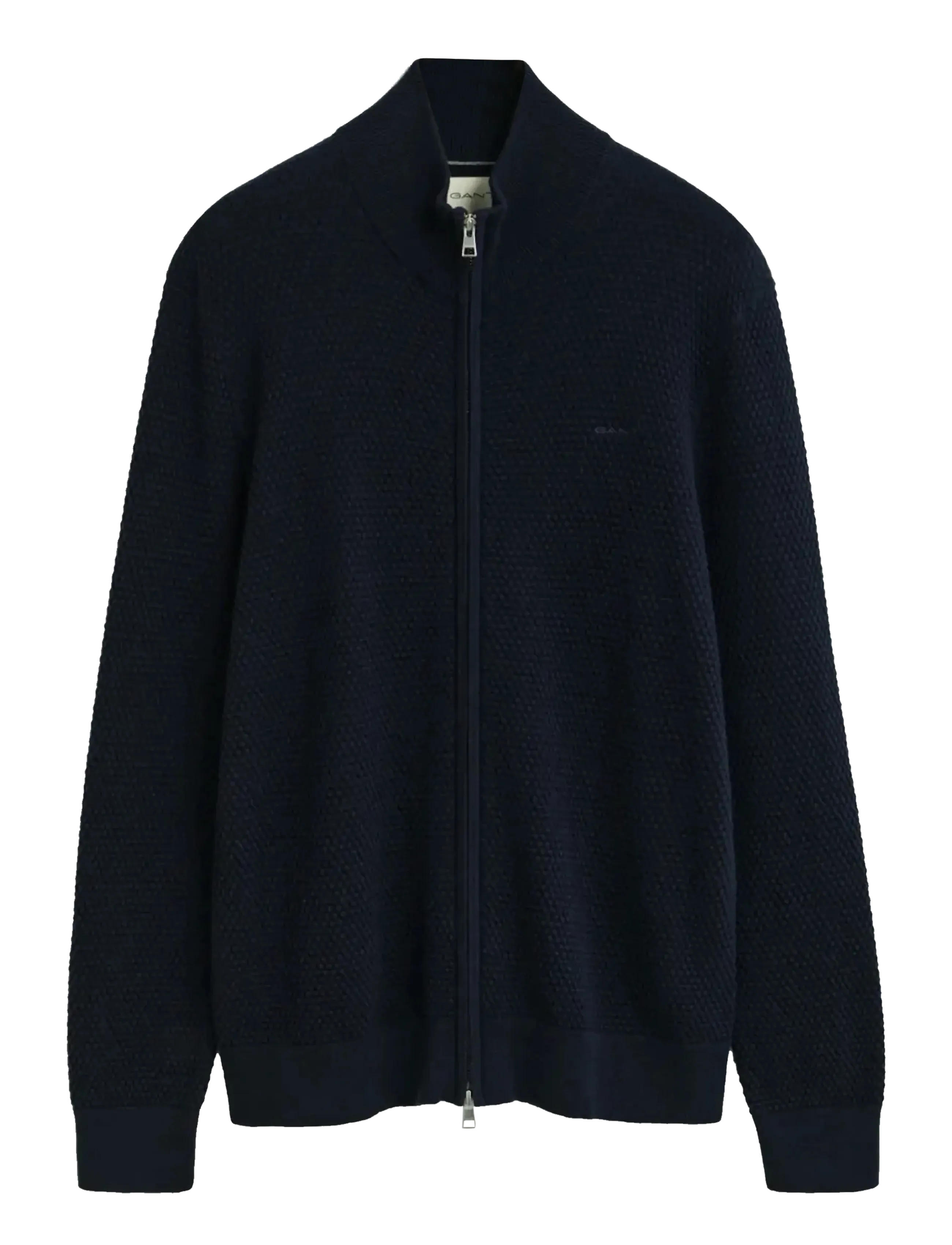 TEXTURED COTTON MERINO CARDIGAN - EVENING BLUE