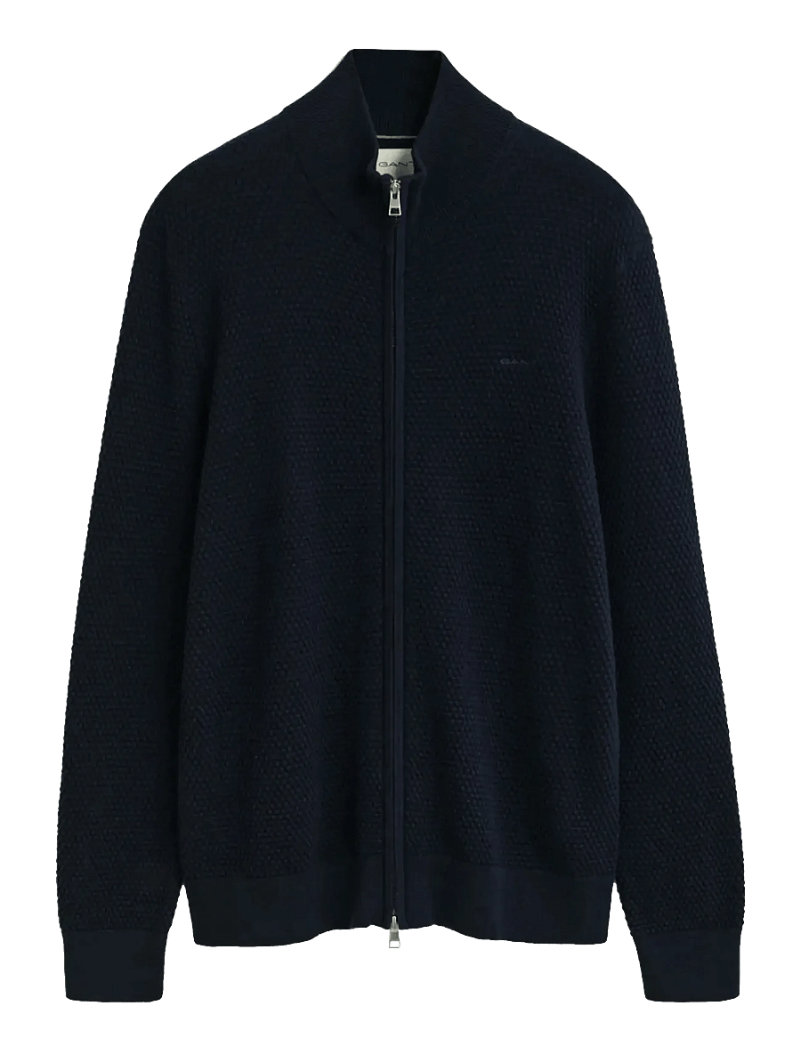 Gant - TEXTURED COTTON MERINO CARDIGAN - lukuga džemprid - evening blue - 1
