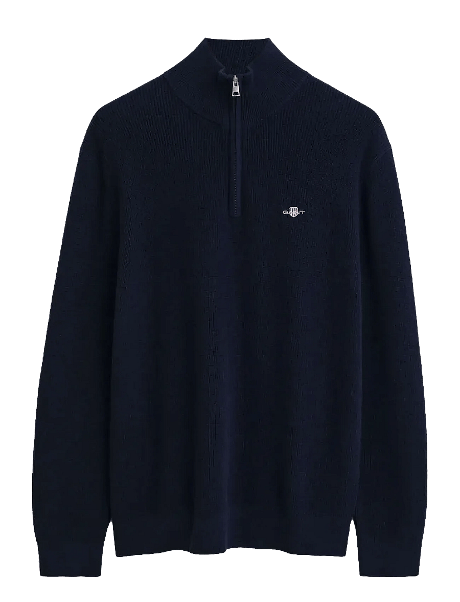 Gant - COTTON MERINO RIBBED HALF ZIP - pullover mit halbem reißverschluss - evening blue - 1