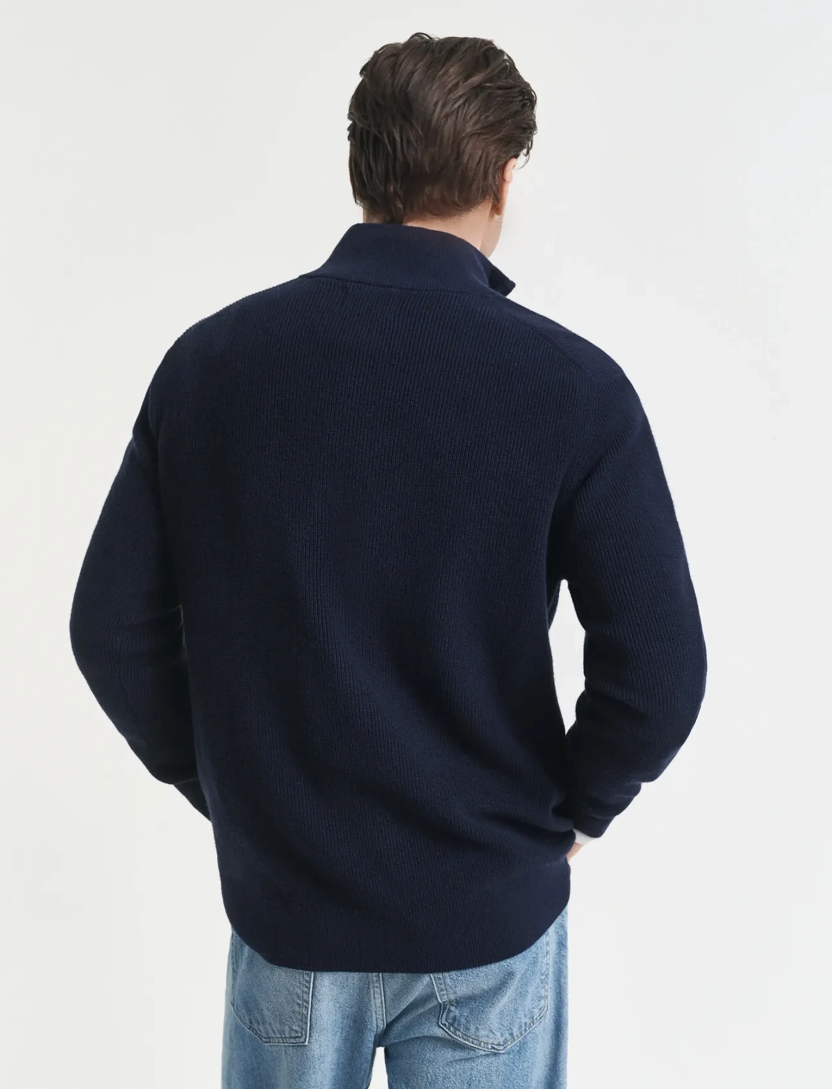 Gant - COTTON MERINO RIBBED HALF ZIP - pullover mit halbem reißverschluss - evening blue - 2