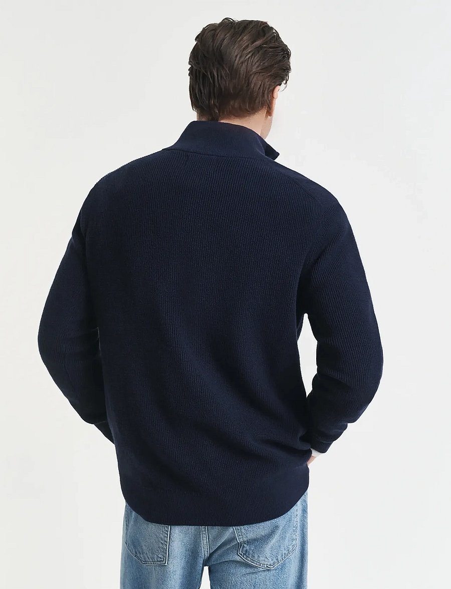 Gant - COTTON MERINO RIBBED HALF ZIP - pullover mit halbem reißverschluss - evening blue - 2