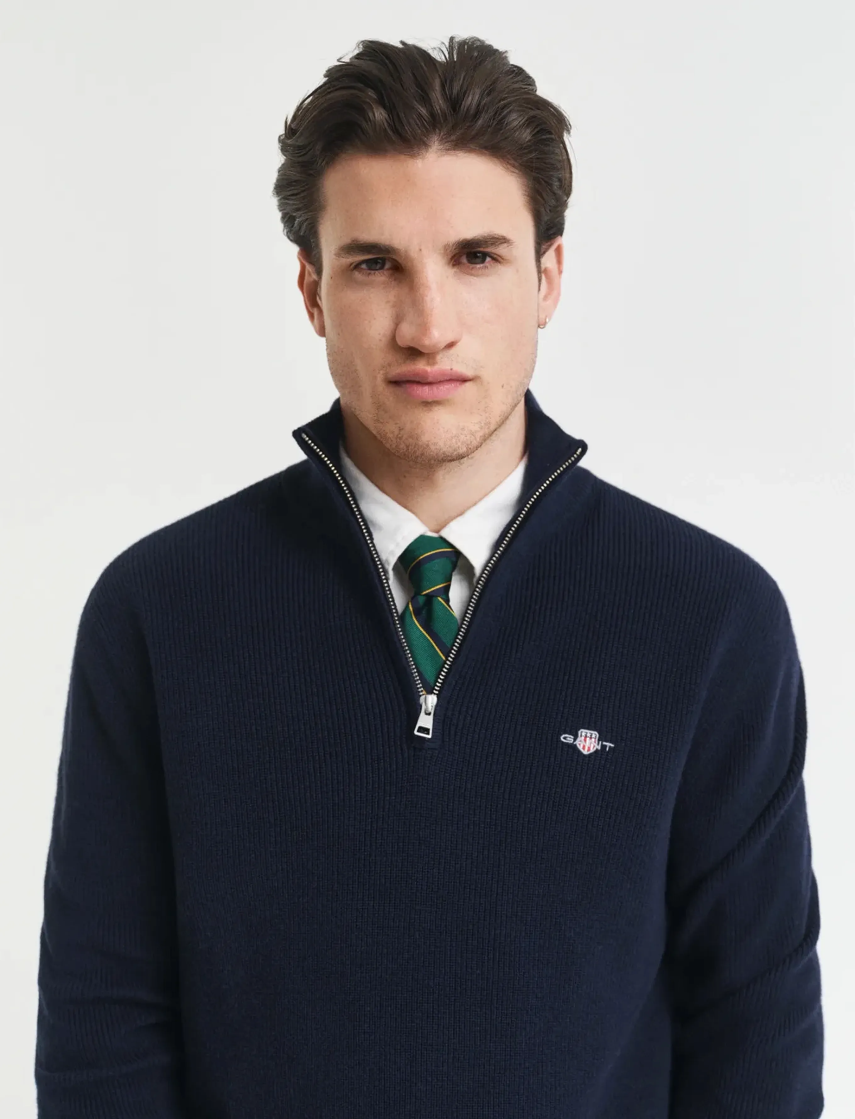 Gant - COTTON MERINO RIBBED HALF ZIP - pullover mit halbem reißverschluss - evening blue - 3