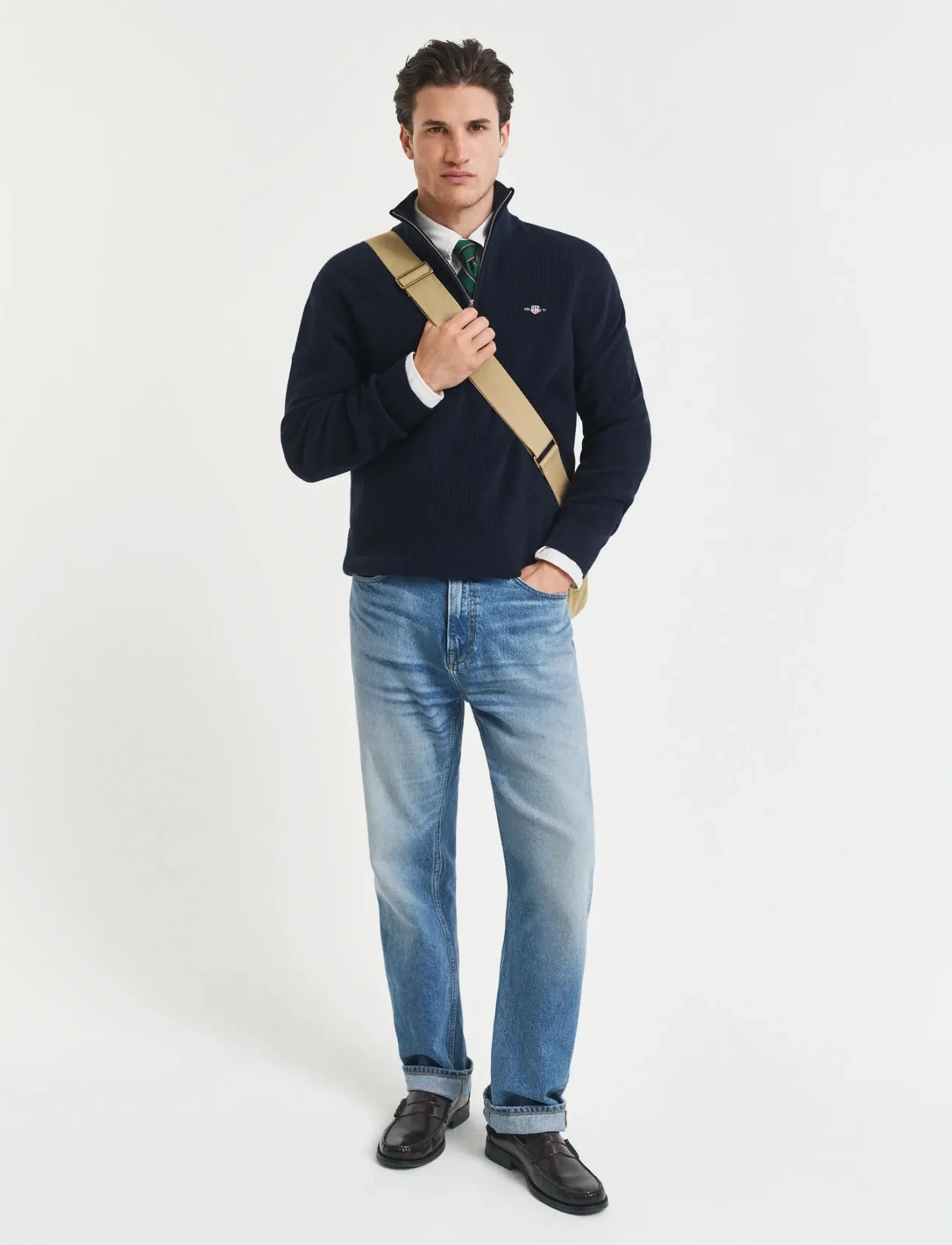 Gant - COTTON MERINO RIBBED HALF ZIP - pullover mit halbem reißverschluss - evening blue - 4