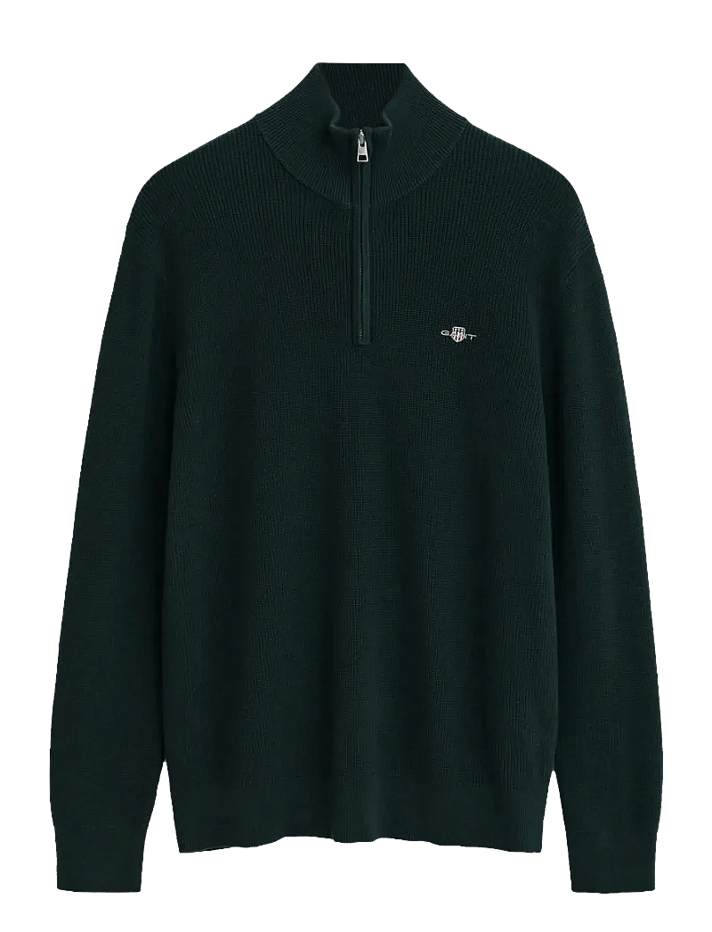 GANT - COTTON MERINO RIBBED HALF ZIP - pullover mit halbem reißverschluss - tartan green - 1