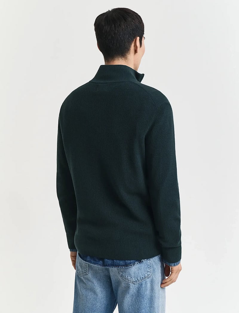 GANT - COTTON MERINO RIBBED HALF ZIP - pullover mit halbem reißverschluss - tartan green - 2