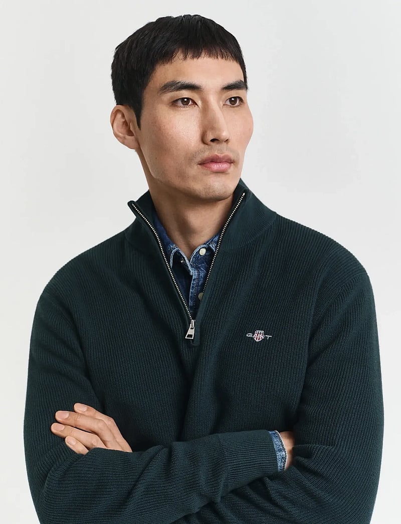 GANT - COTTON MERINO RIBBED HALF ZIP - pullover mit halbem reißverschluss - tartan green - 3