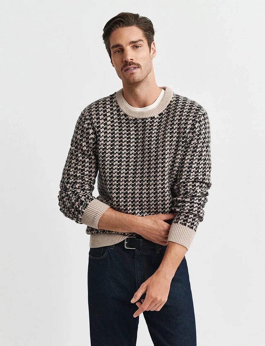 Gant - 2-TONE TEXTURE C-NECK - round necks - dk charcoal melange - 0