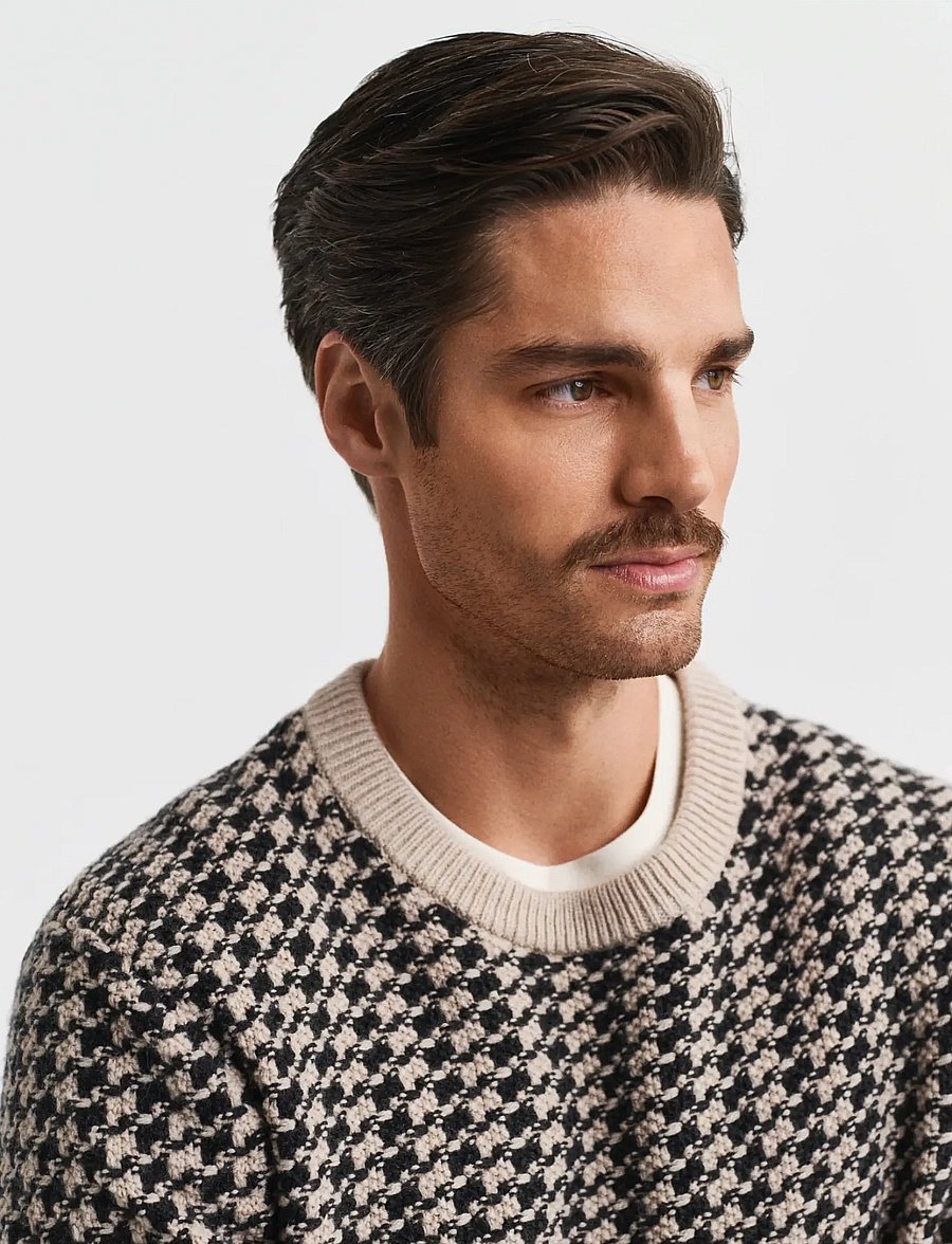Gant - 2-TONE TEXTURE C-NECK - round necks - dk charcoal melange - 3