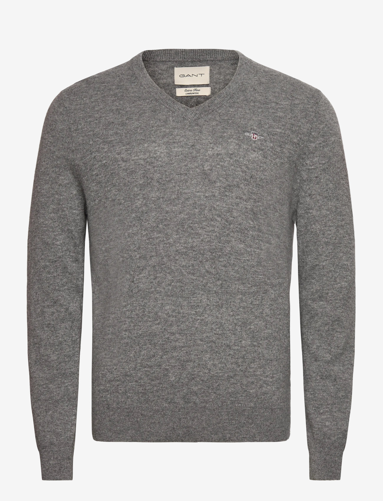 GANT - EXTRAFINE LAMBSWOOL V-NECK - v-ringat - dark grey melange - 0