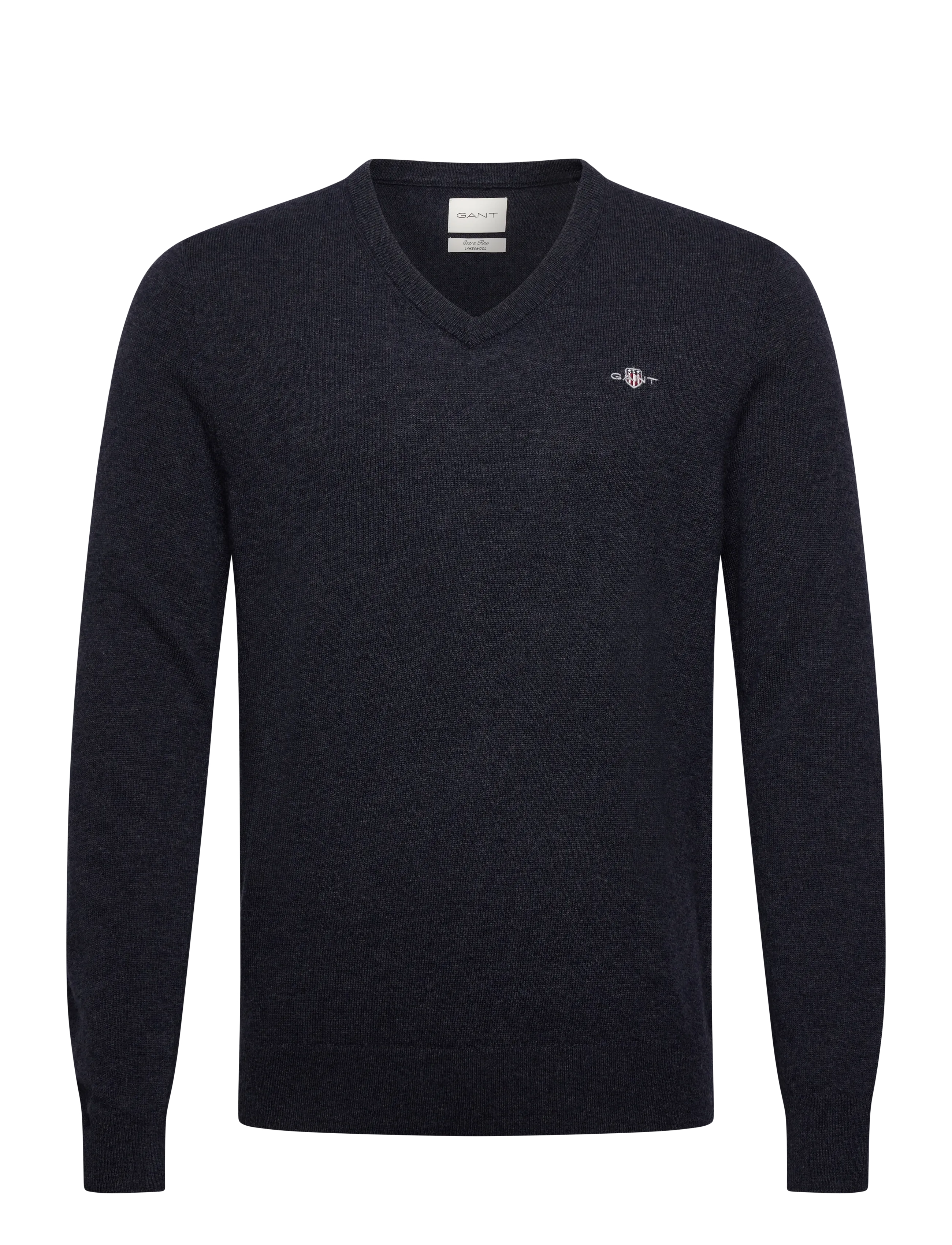 Gant EXTRAFINE LAMBSWOOL V-NECK - Strik med v-hals - DARK NAVY MELANGE / navy