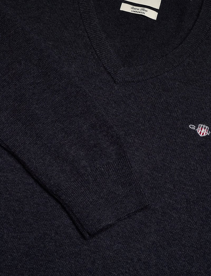 GANT - EXTRAFINE LAMBSWOOL V-NECK - v-ausschnitt - dark navy melange - 2