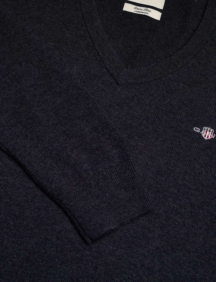Gant - EXTRAFINE LAMBSWOOL V-NECK - v-ausschnitt - dark navy melange - 2