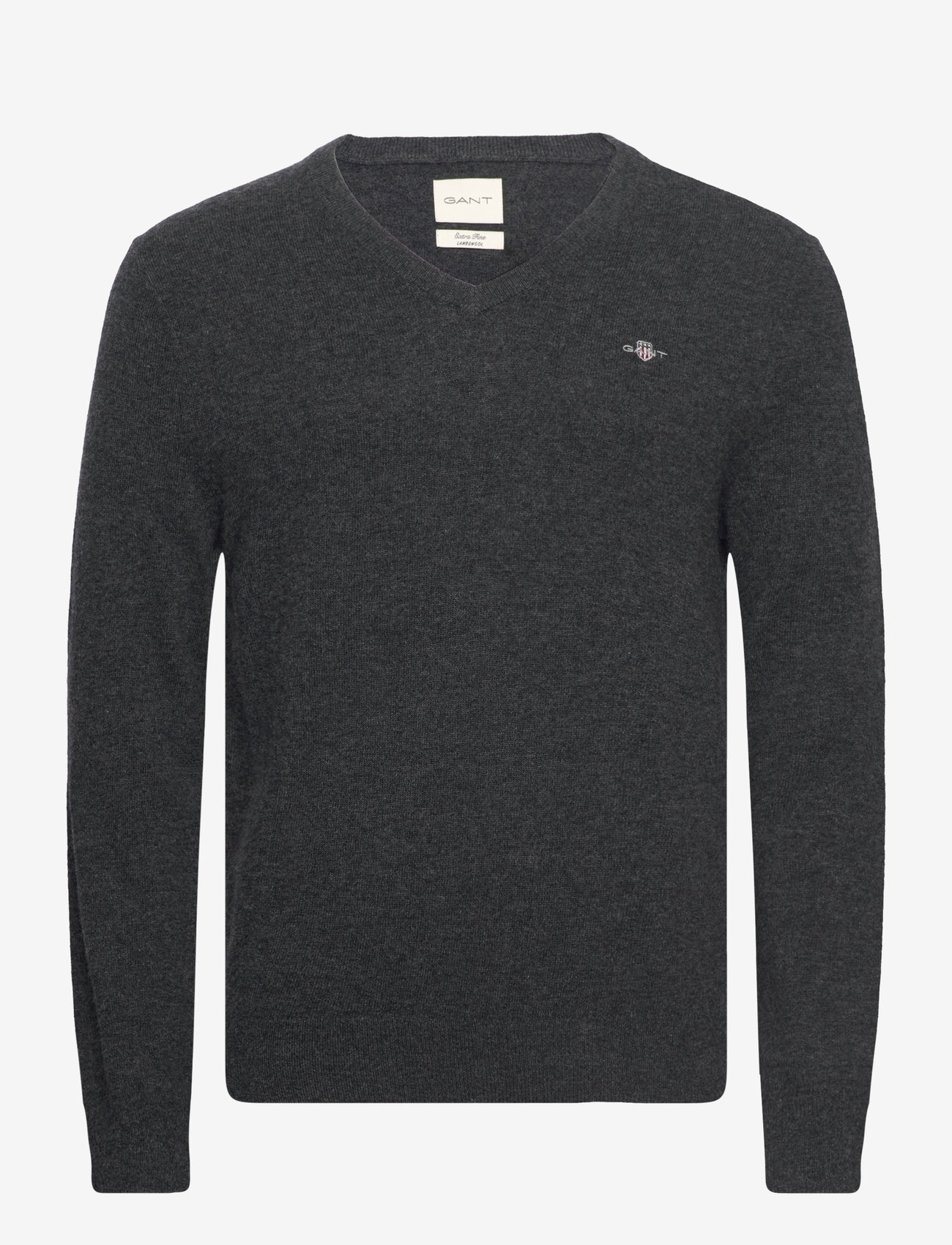 GANT - EXTRAFINE LAMBSWOOL V-NECK - v-ausschnitt - dk charcoal melange - 0