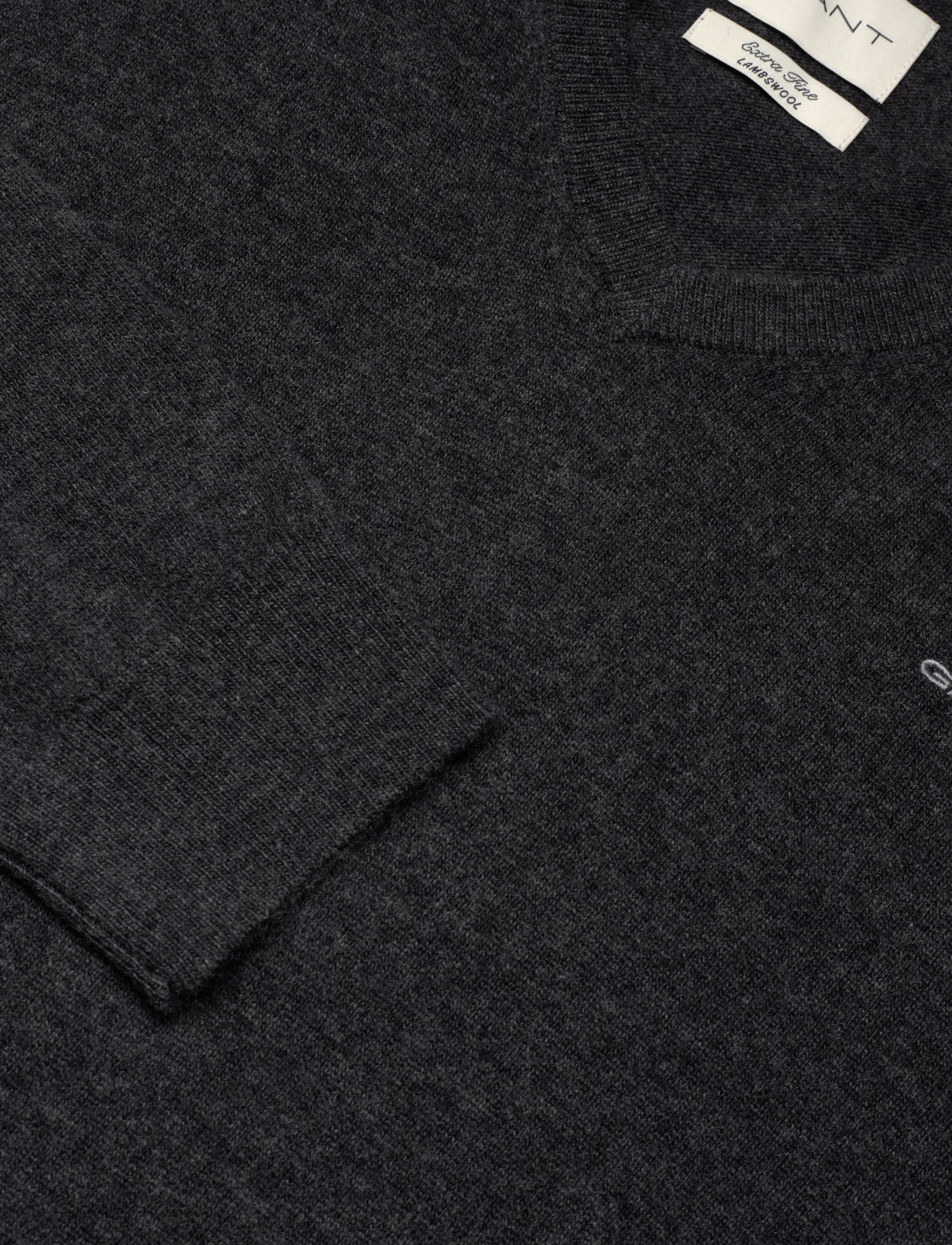 Gant - EXTRAFINE LAMBSWOOL V-NECK - v-hals - dk charcoal melange - 2