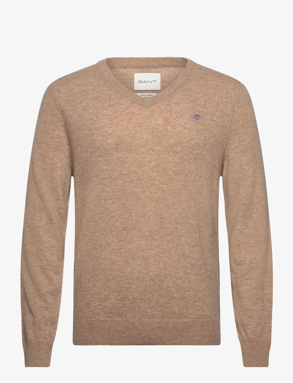 GANT - EXTRAFINE LAMBSWOOL V-NECK - megztiniai su v formos apykakle - dk. sand melange - 0